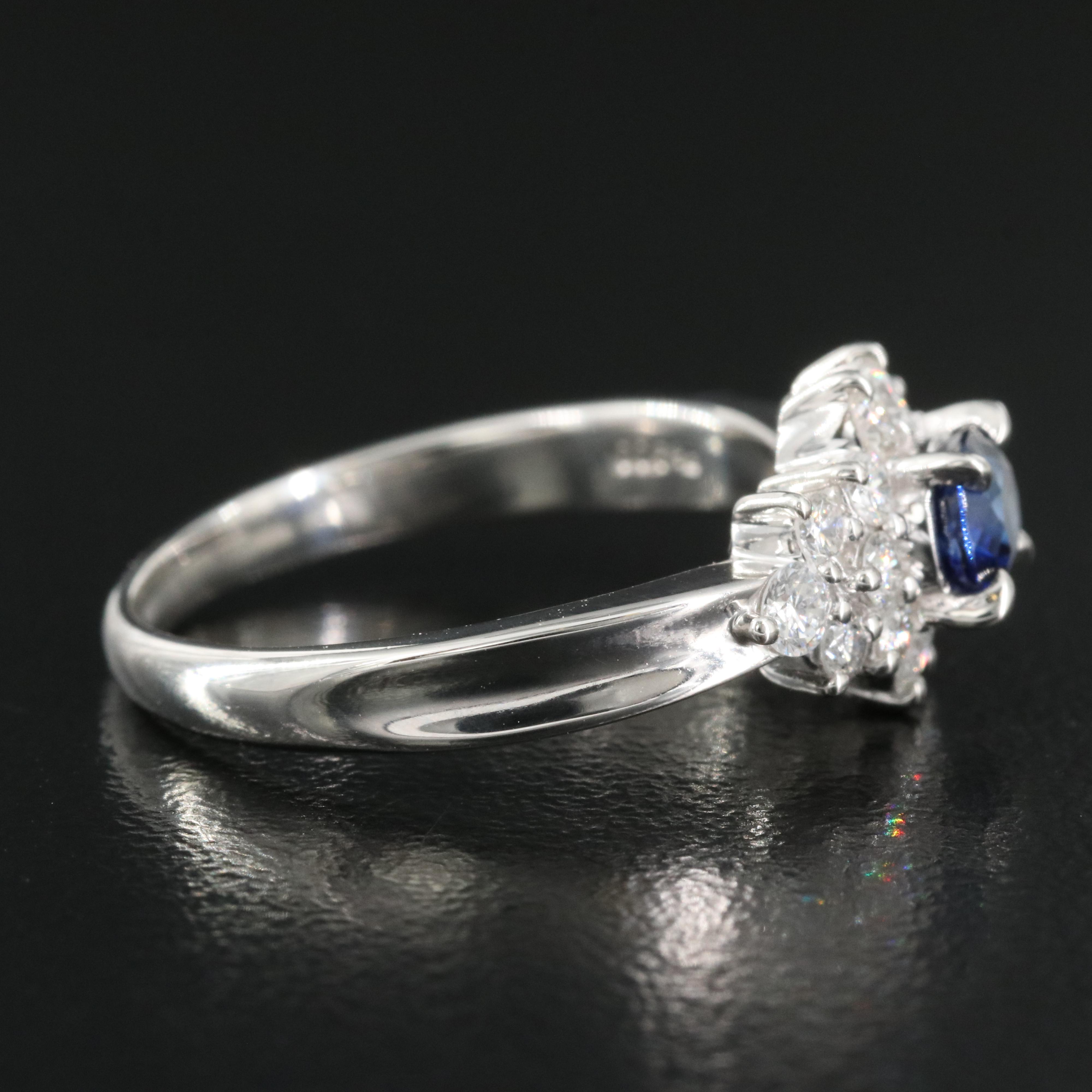 Platinum Sapphire and Diamond Ring
