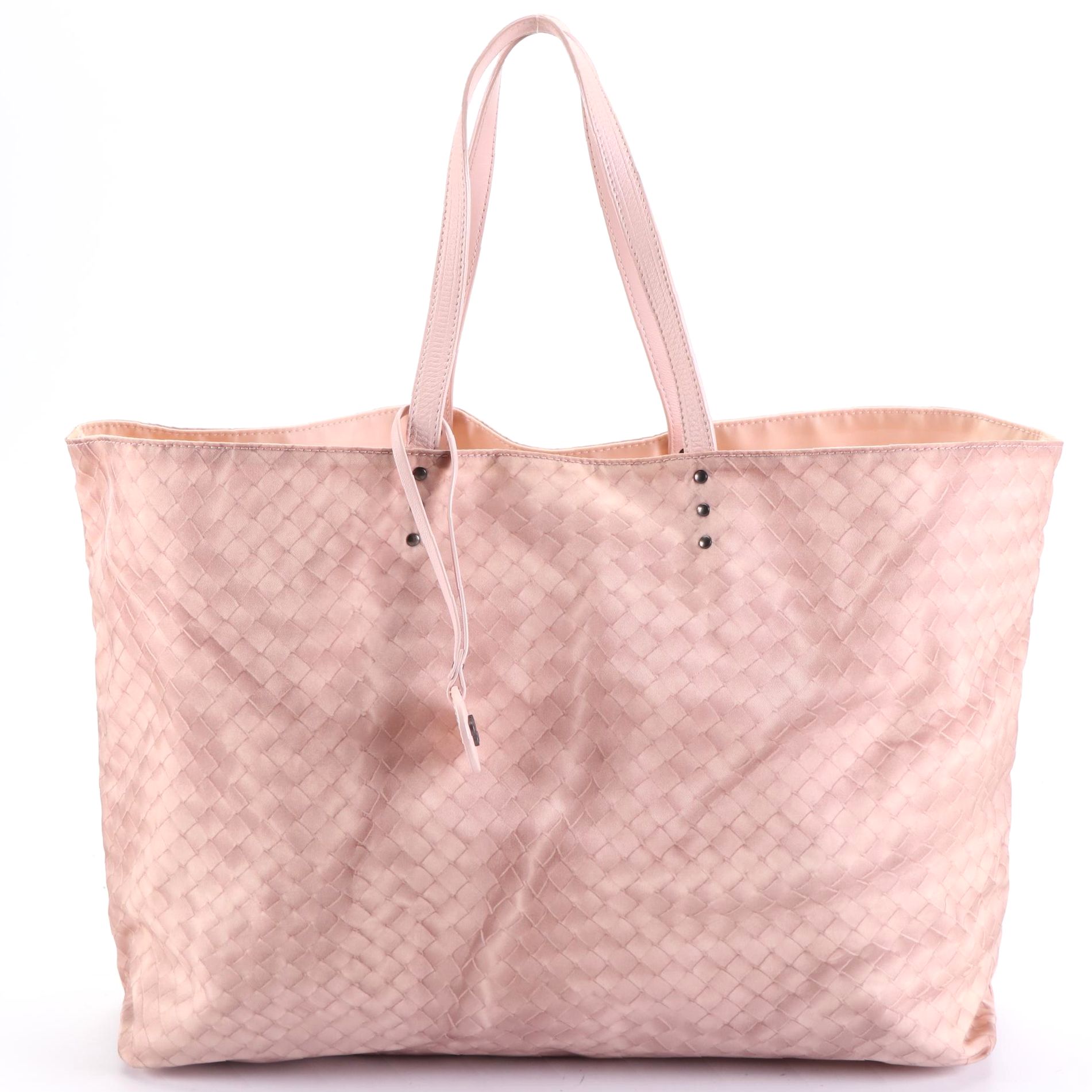 Bottega Veneta Large Tote in Intrecciolusion-Printed Nylon Gabardine and Leather