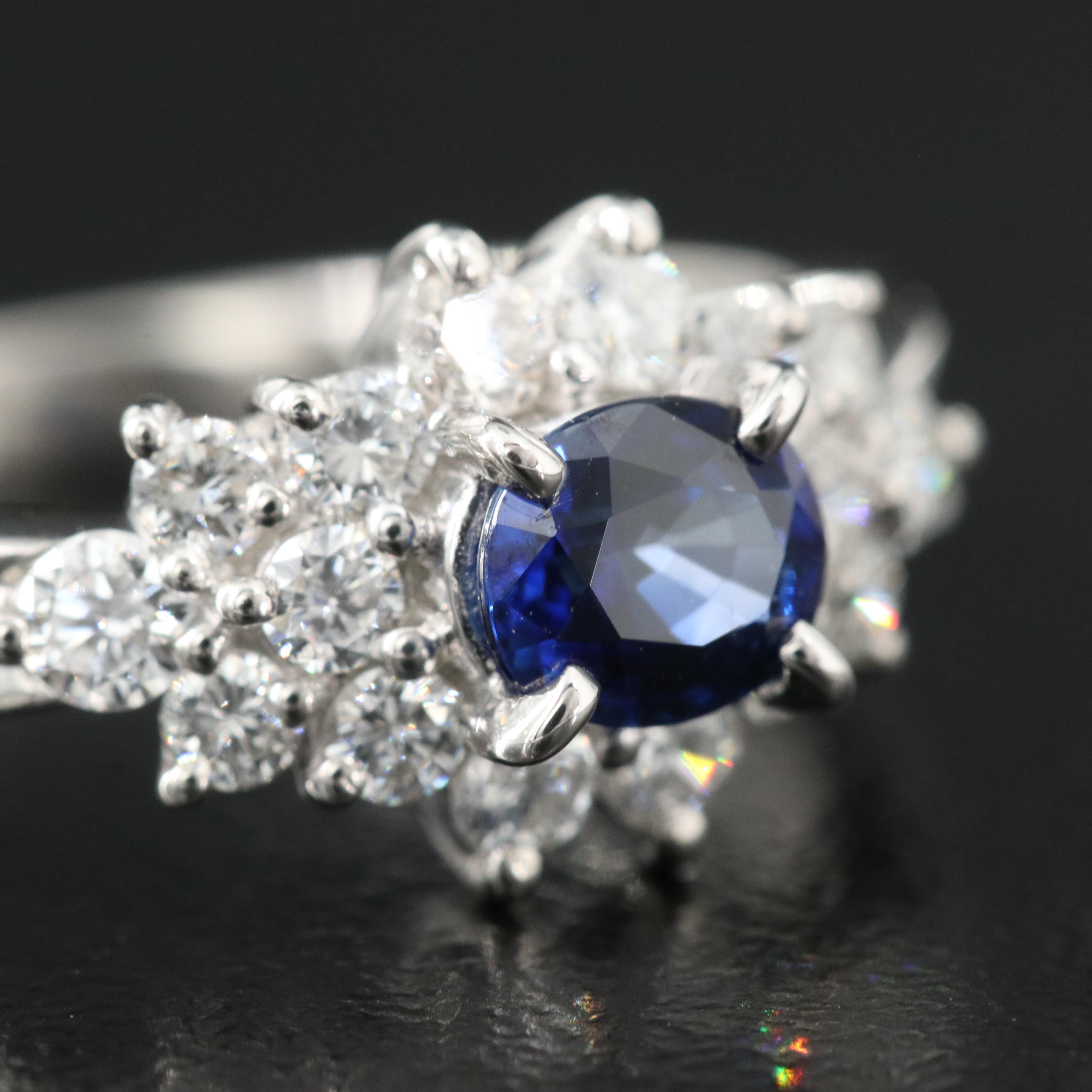Platinum Sapphire and Diamond Ring
