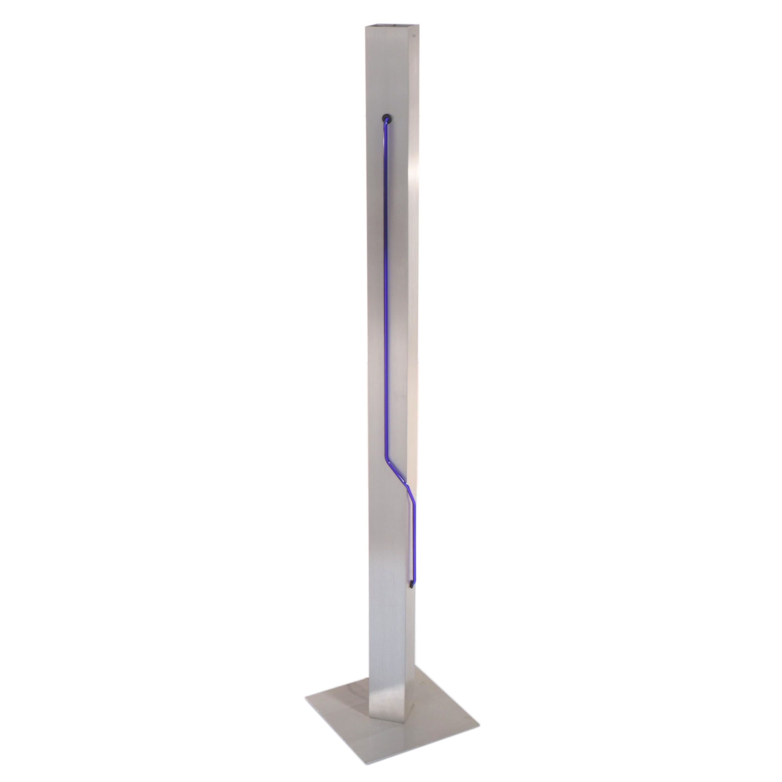 Rudi Stern for George Kovacs Brushed Aluminum and Neon Floor Lamp, Circa 1980