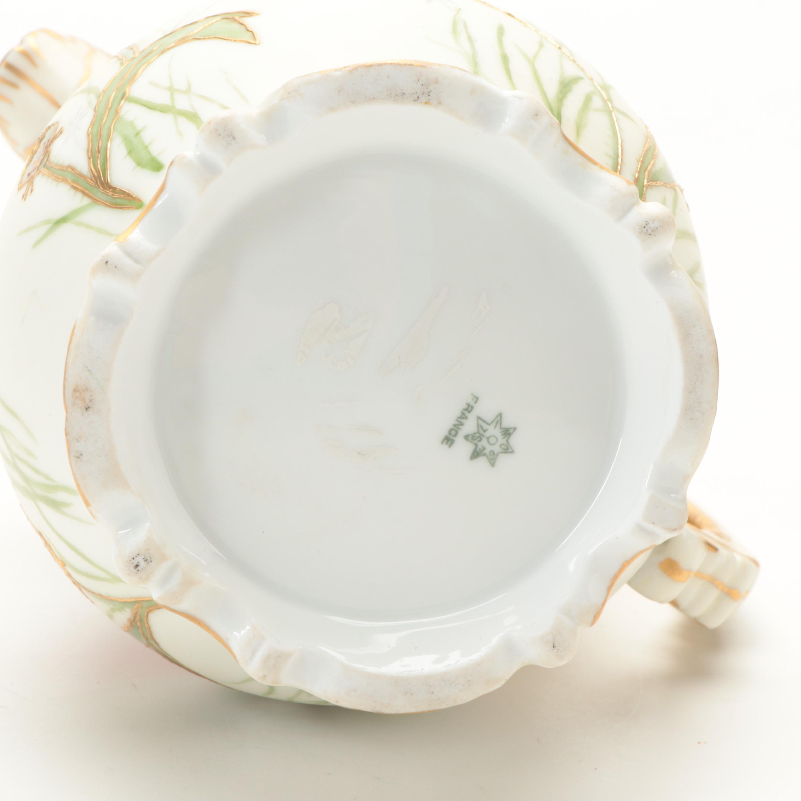 Coiffe et Cie Limoges Hand-Painted Porcelain Chocolate Pot