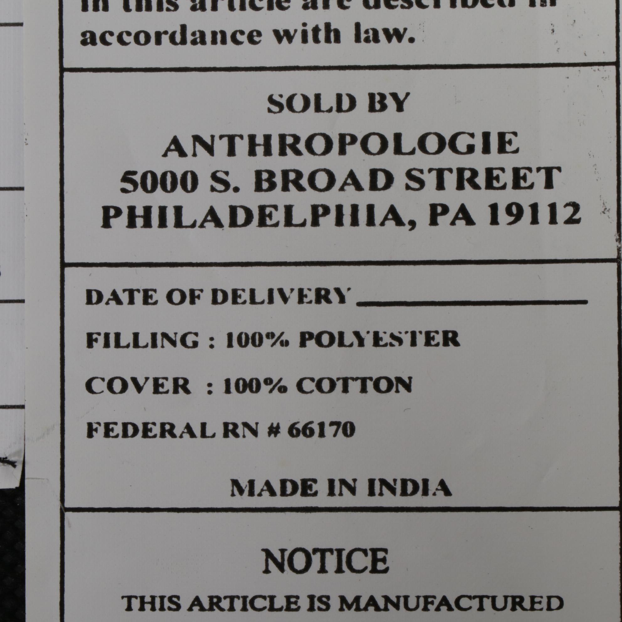 Anthropologie Upholstered Ebonized Wood Folding Chair