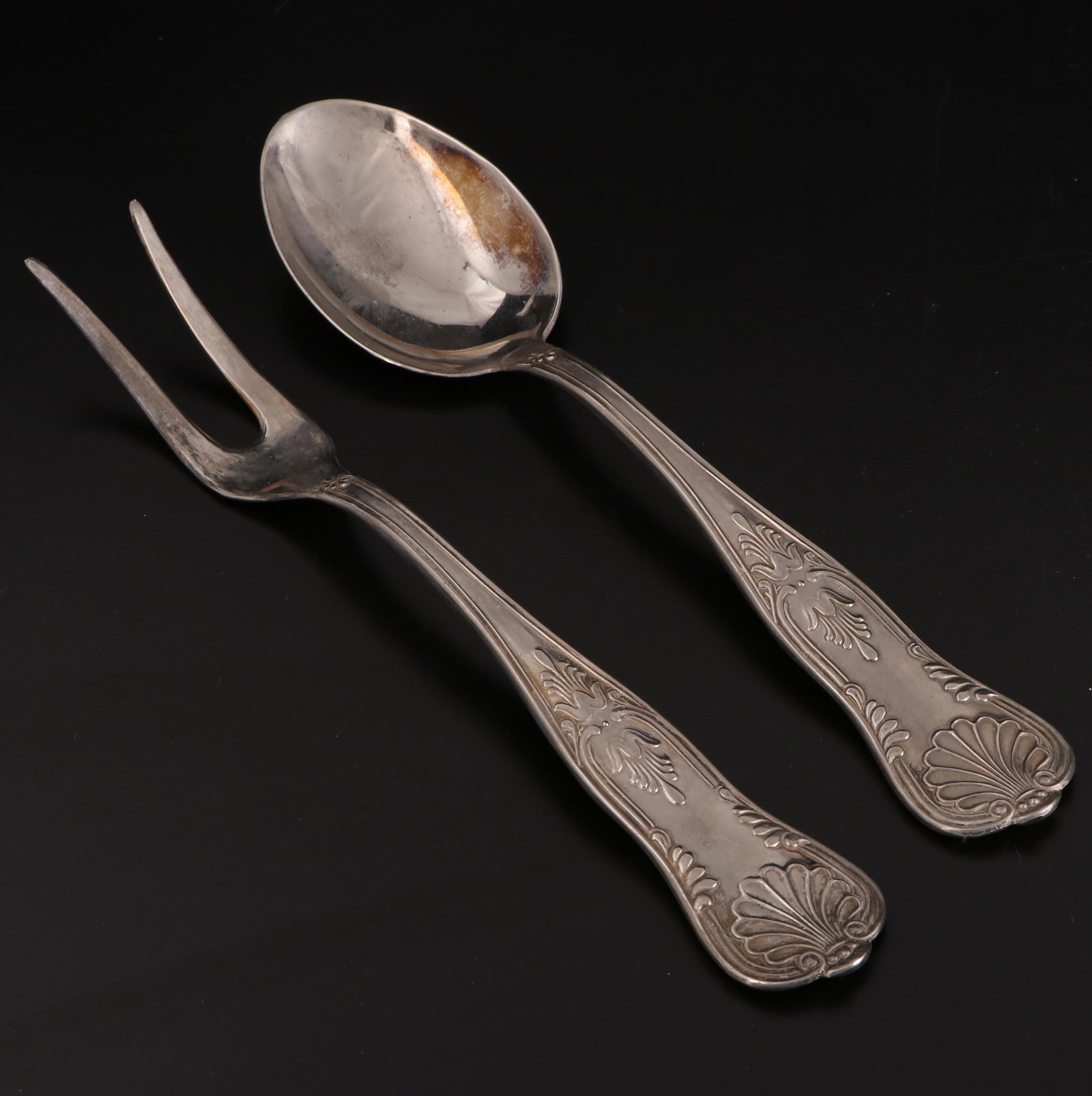 Silver Plate "Kings" Pattern Flatware with Serving Utensils