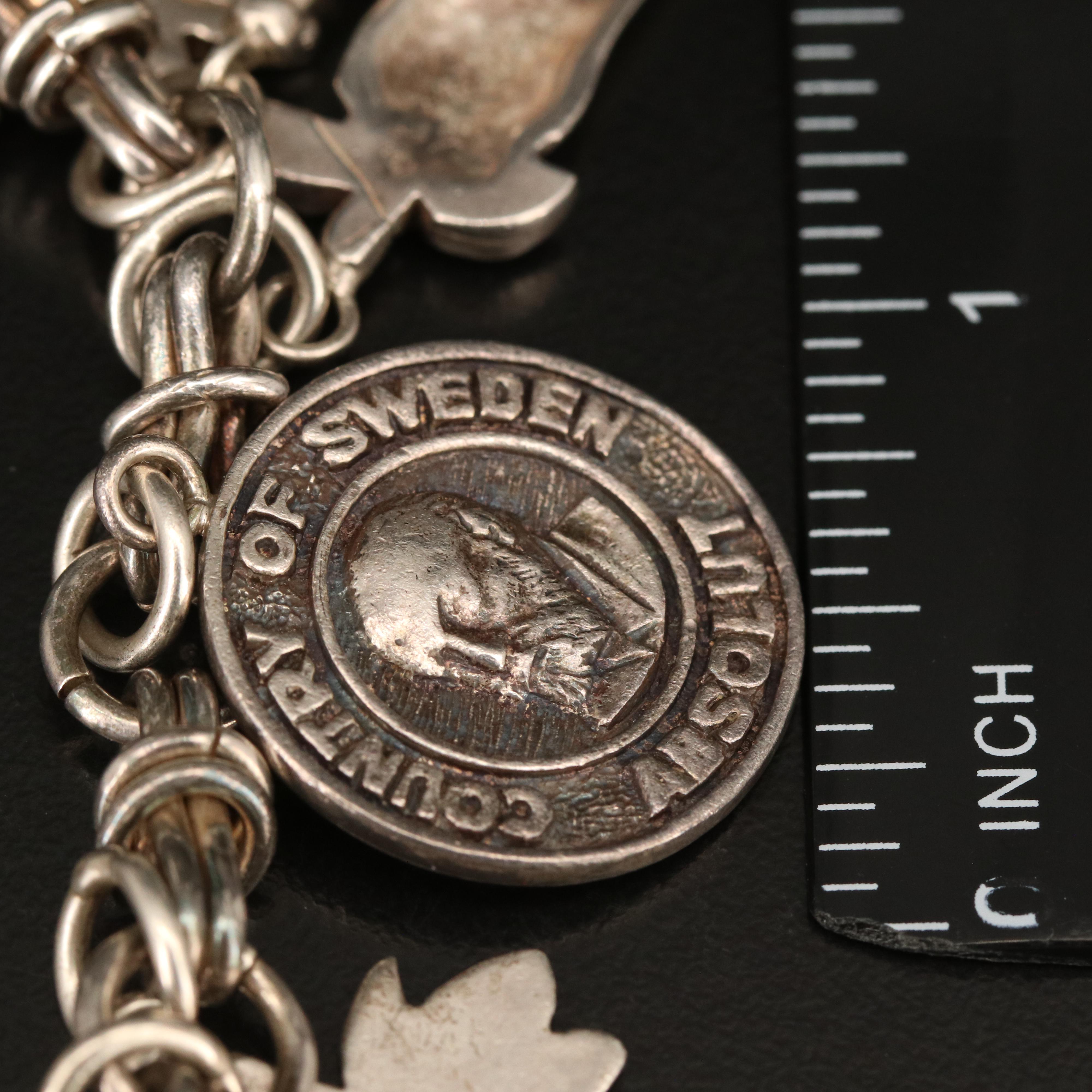 Swedish Themed Sterling Charm Bracelet