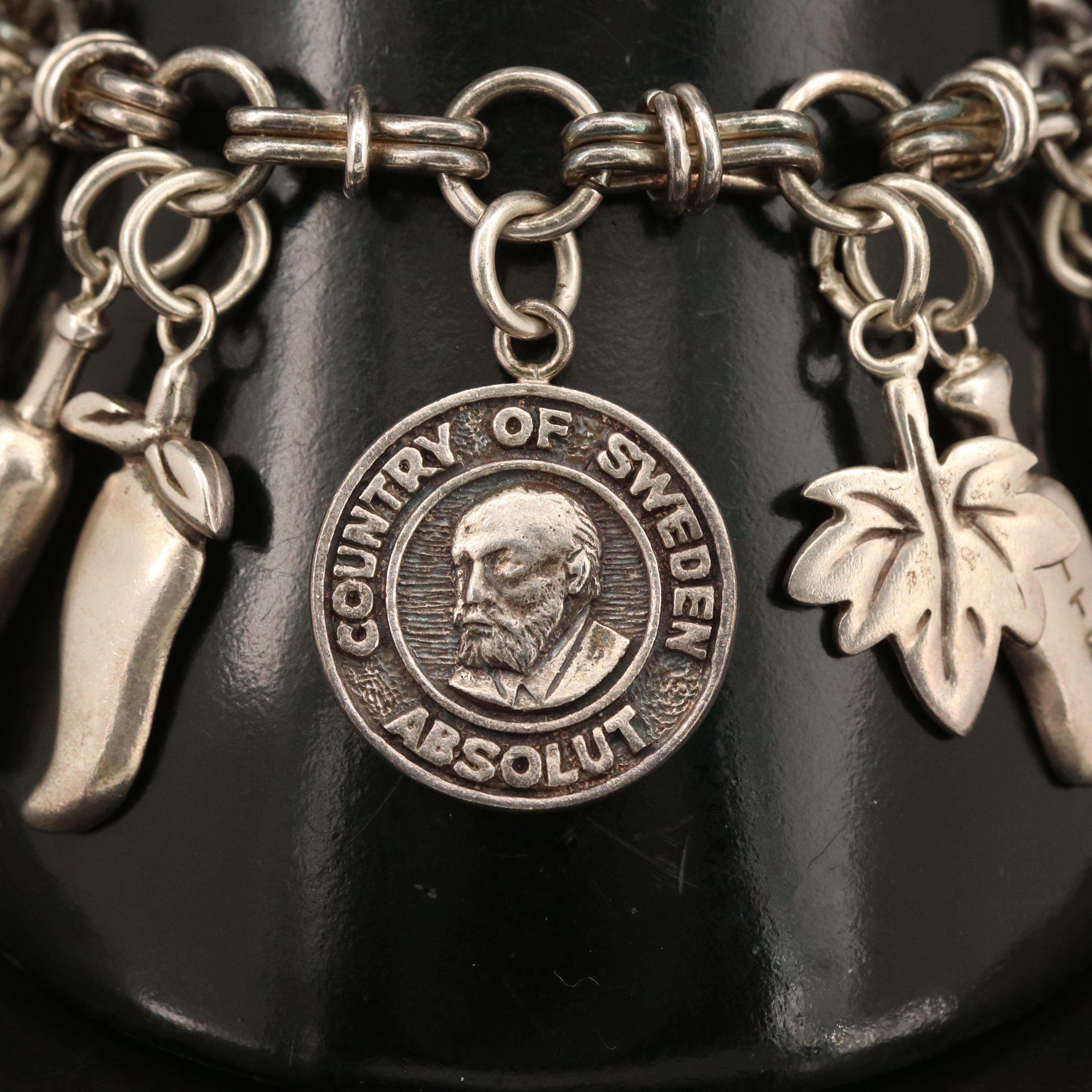 Swedish Themed Sterling Charm Bracelet