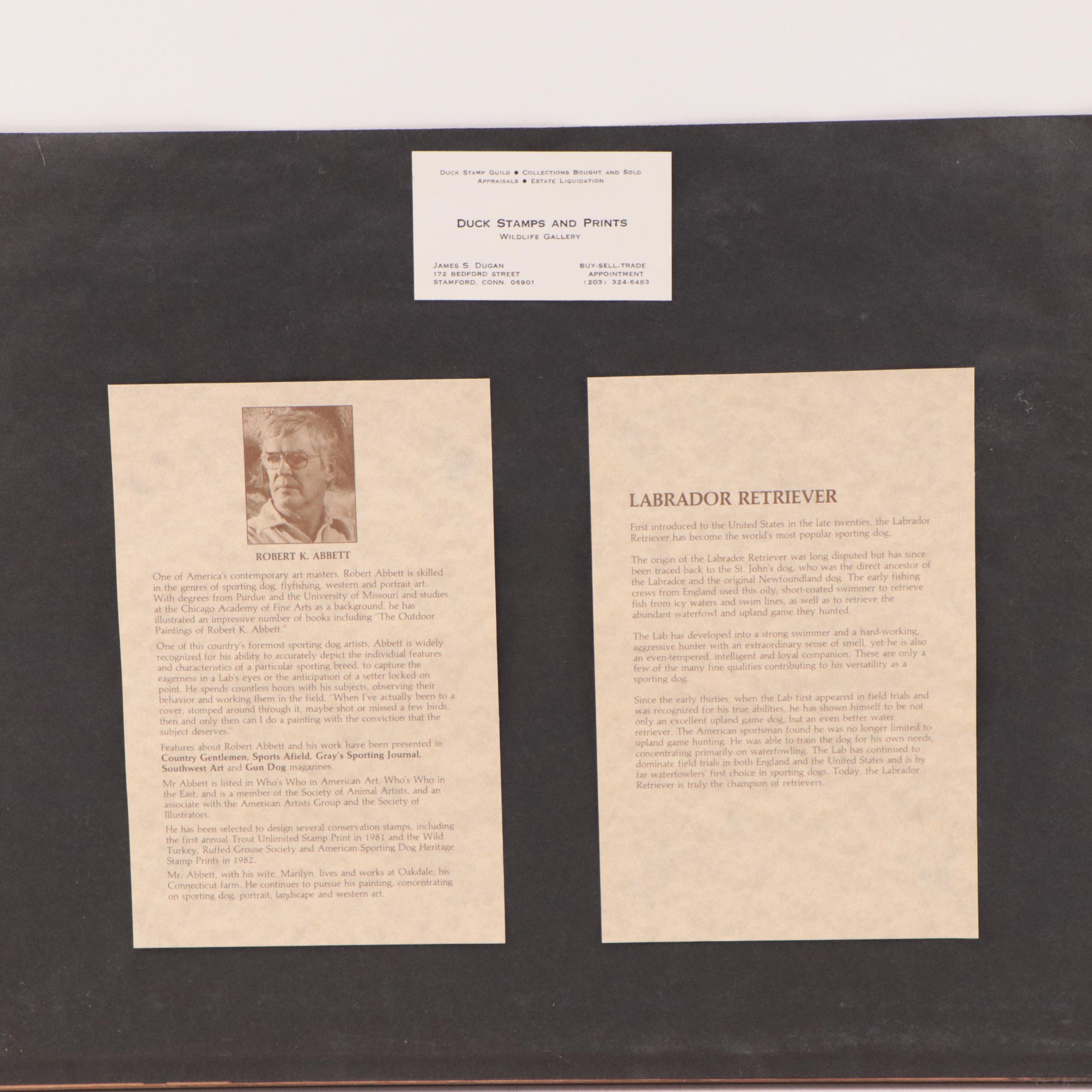 Robert K. Abbett Offset Lithograph "Labrador Retriever"