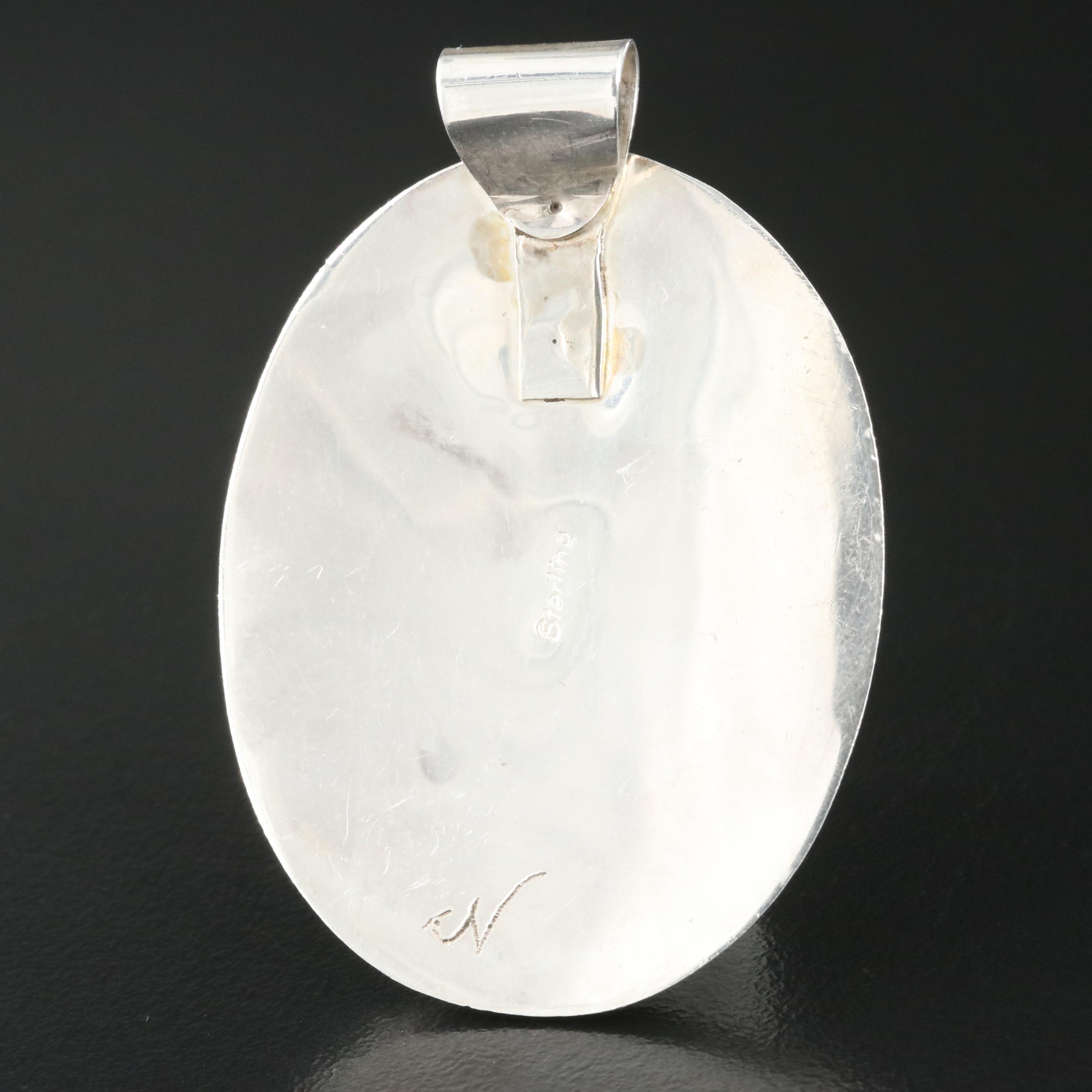 Artist Signed Sterling Jasper Pendant