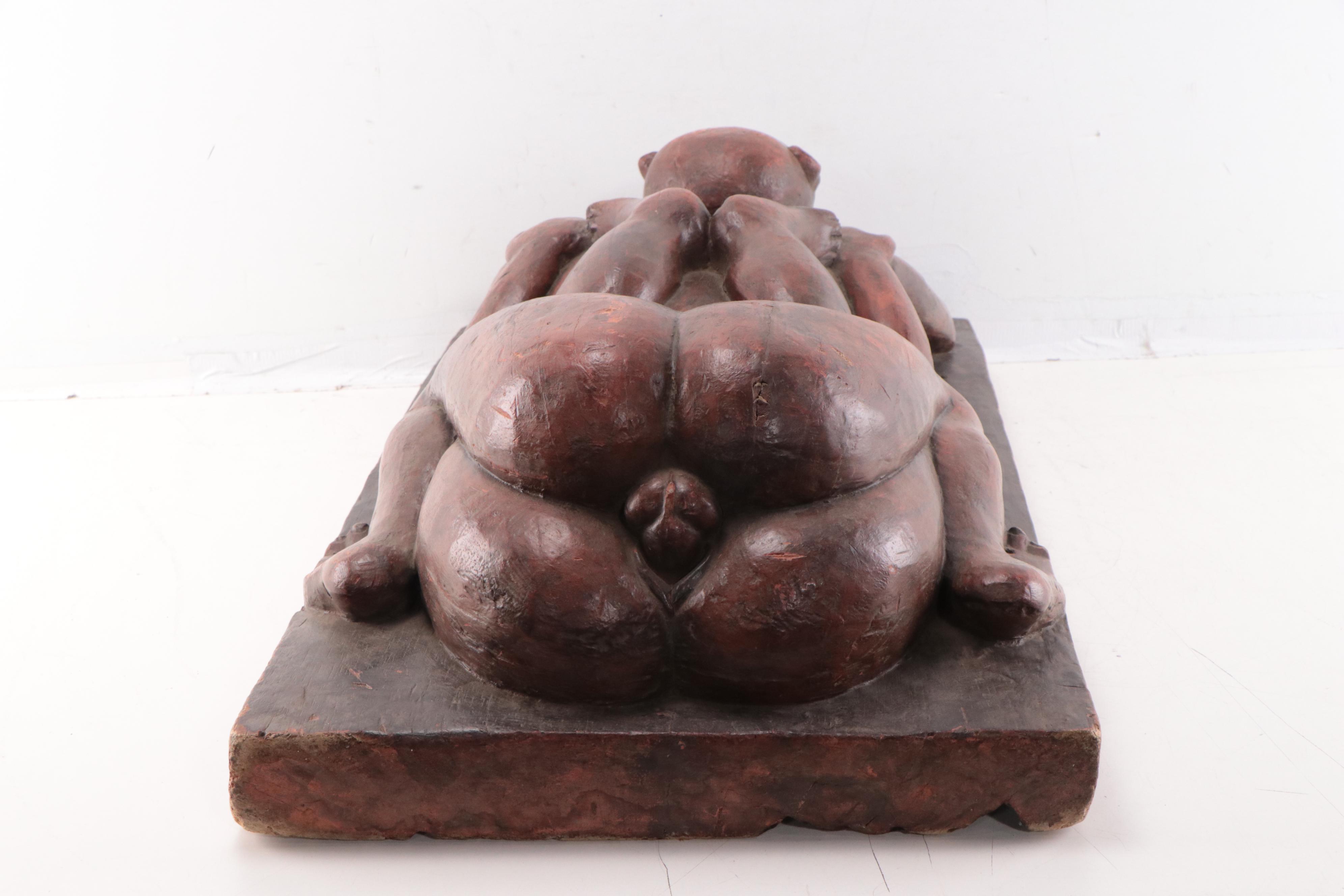 Indian Carved Teak Kama Sutra Sculpture