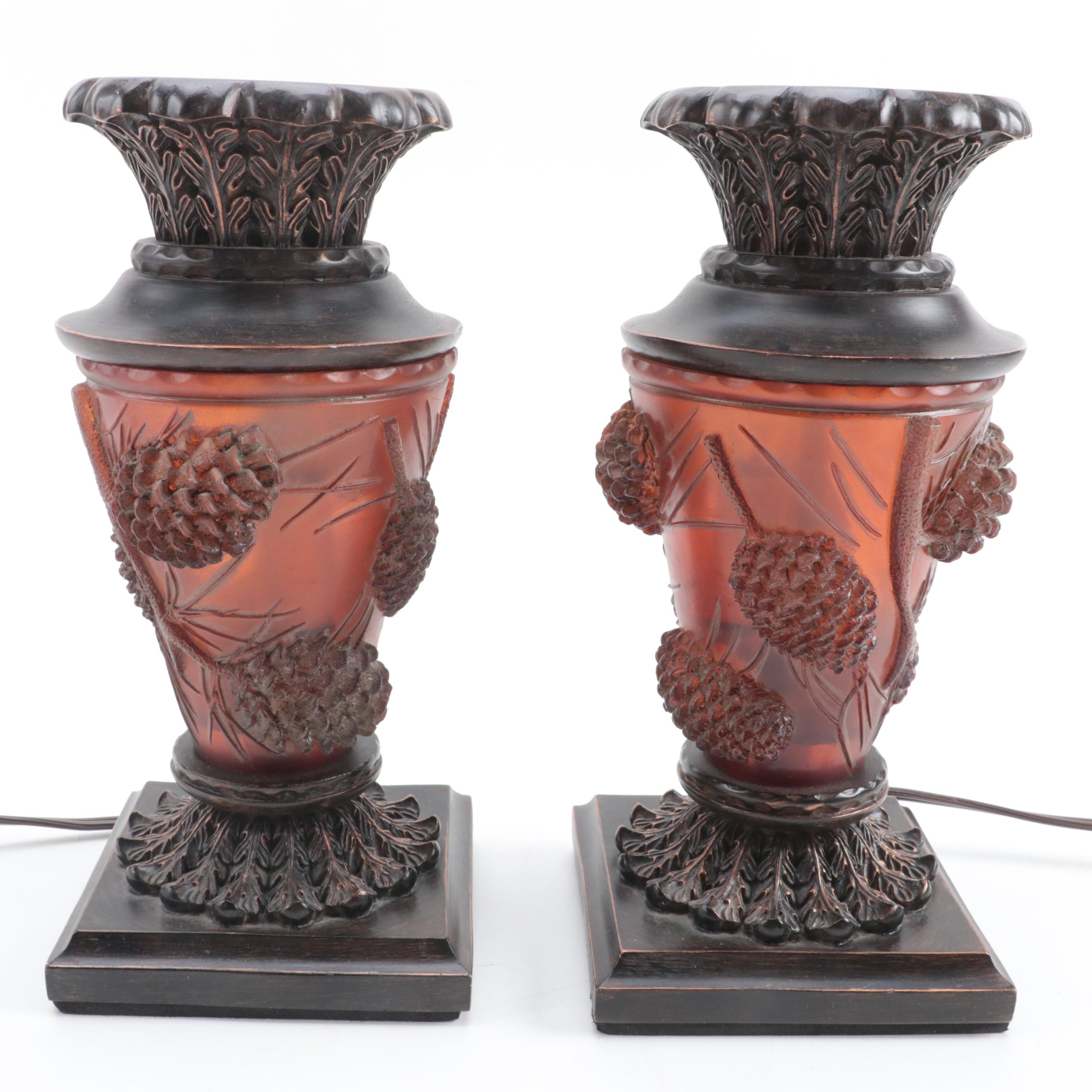 Glass and Resin Illuminated Candle Holders, Late 20th Century