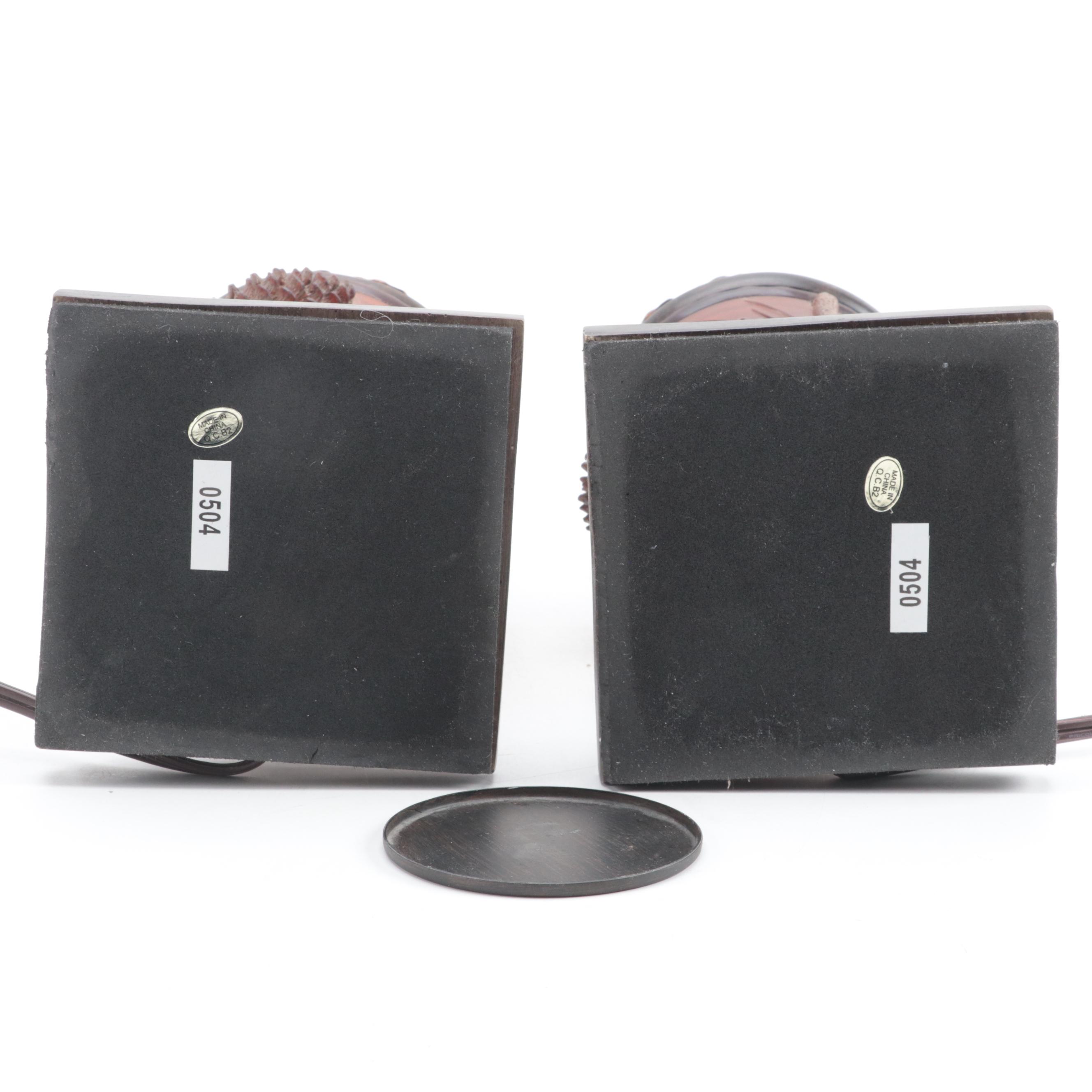 Glass and Resin Illuminated Candle Holders, Late 20th Century