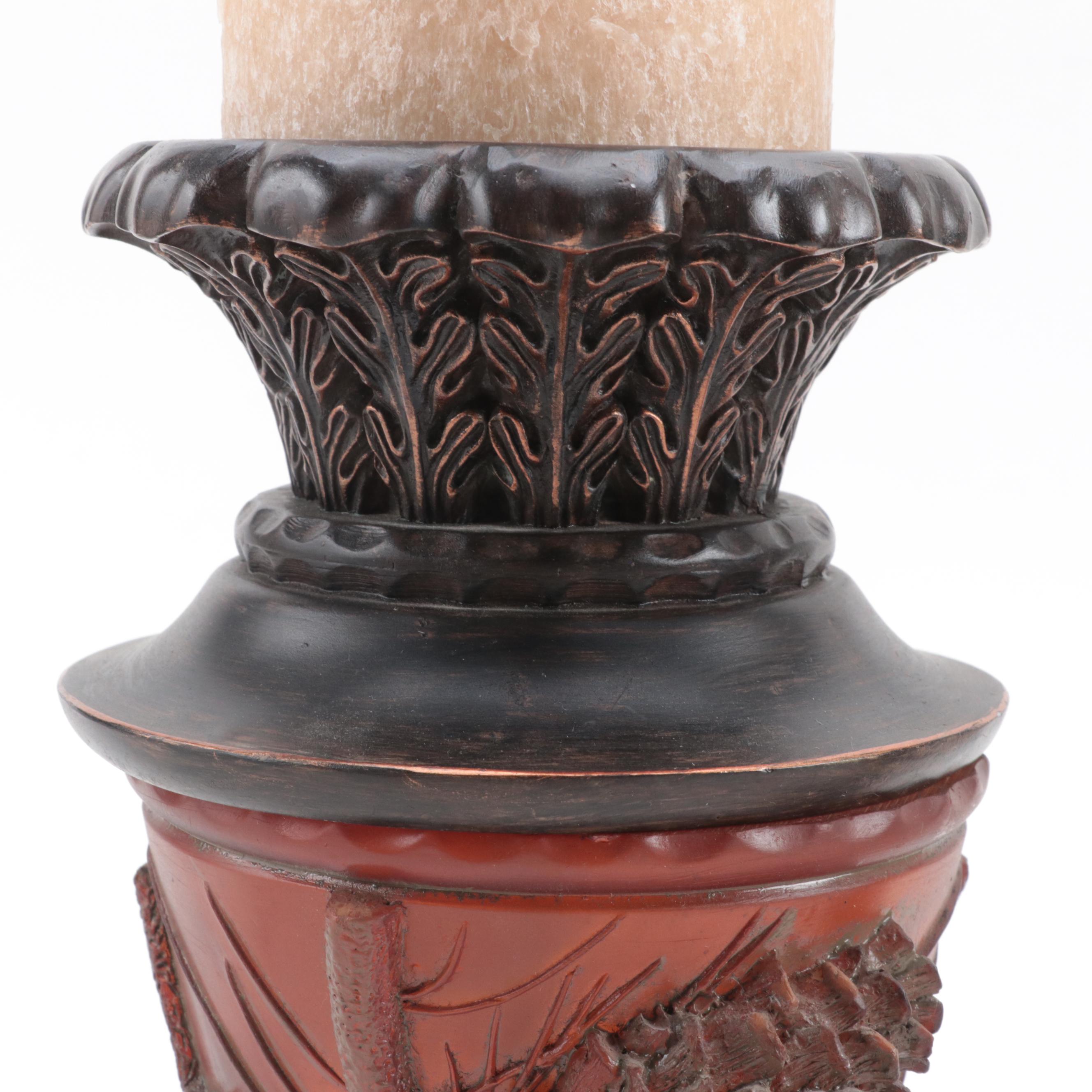 Glass and Resin Illuminated Candle Holders, Late 20th Century