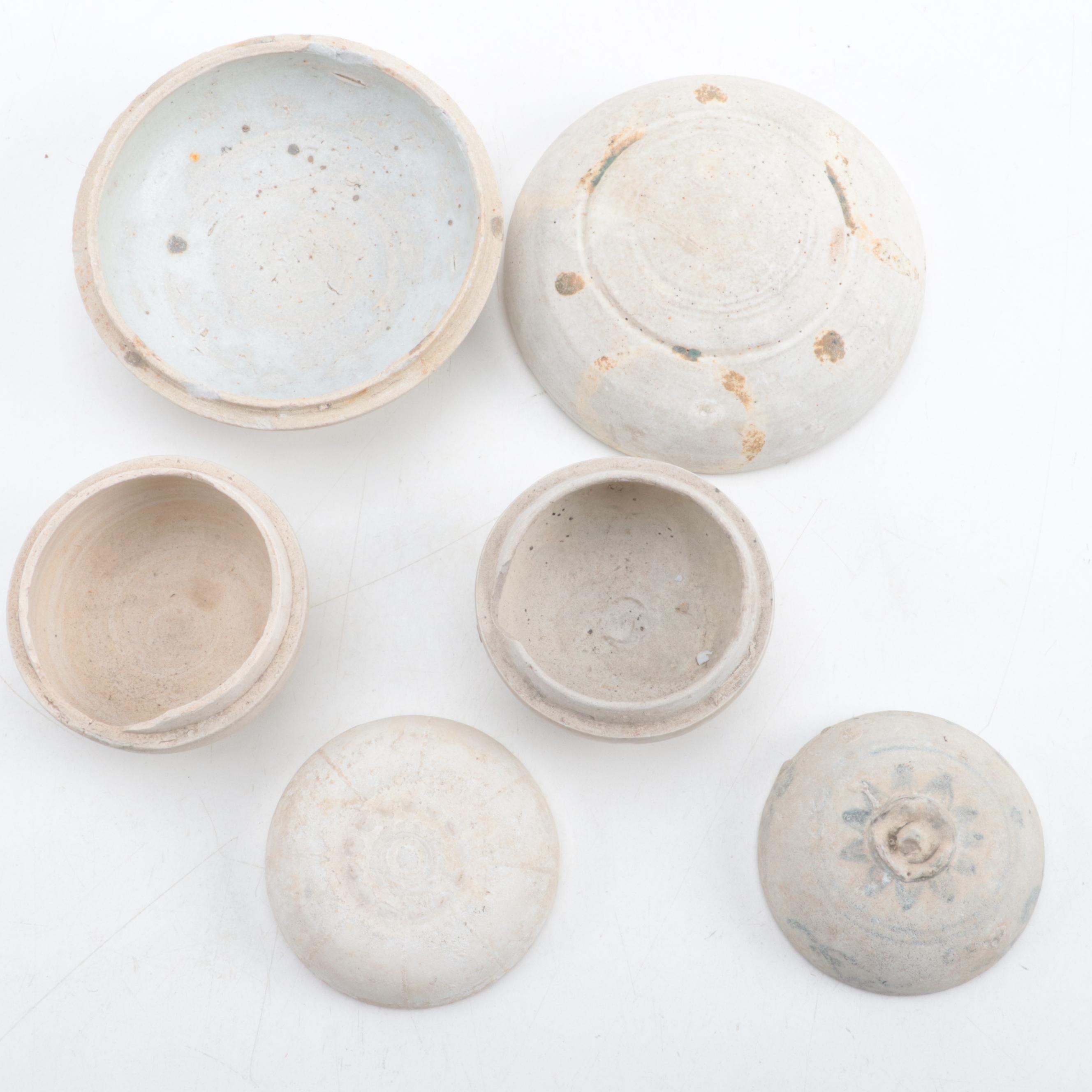 Vietnamese and Marine Recovered Chinese Blanc de Chine Lidded Boxes