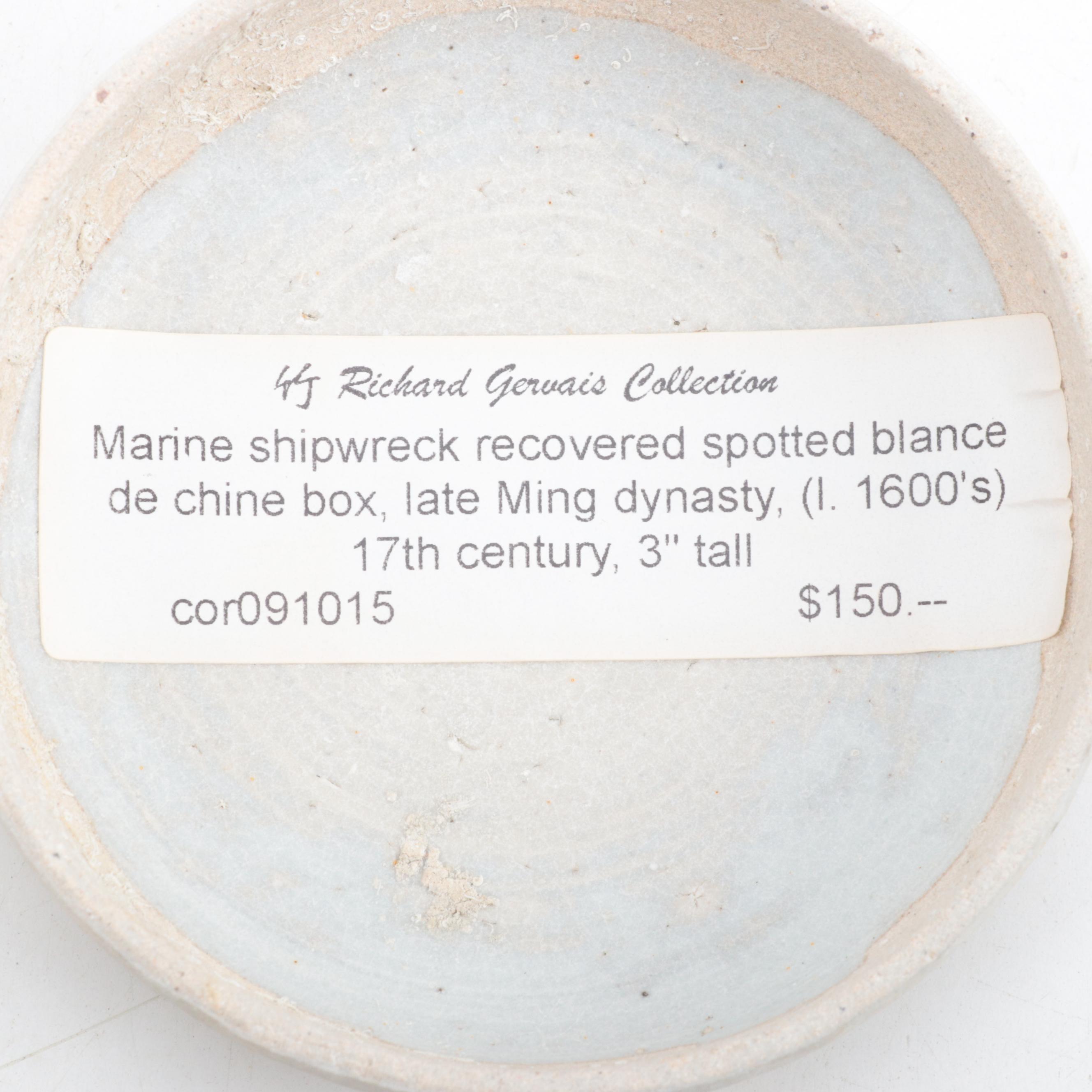 Vietnamese and Marine Recovered Chinese Blanc de Chine Lidded Boxes