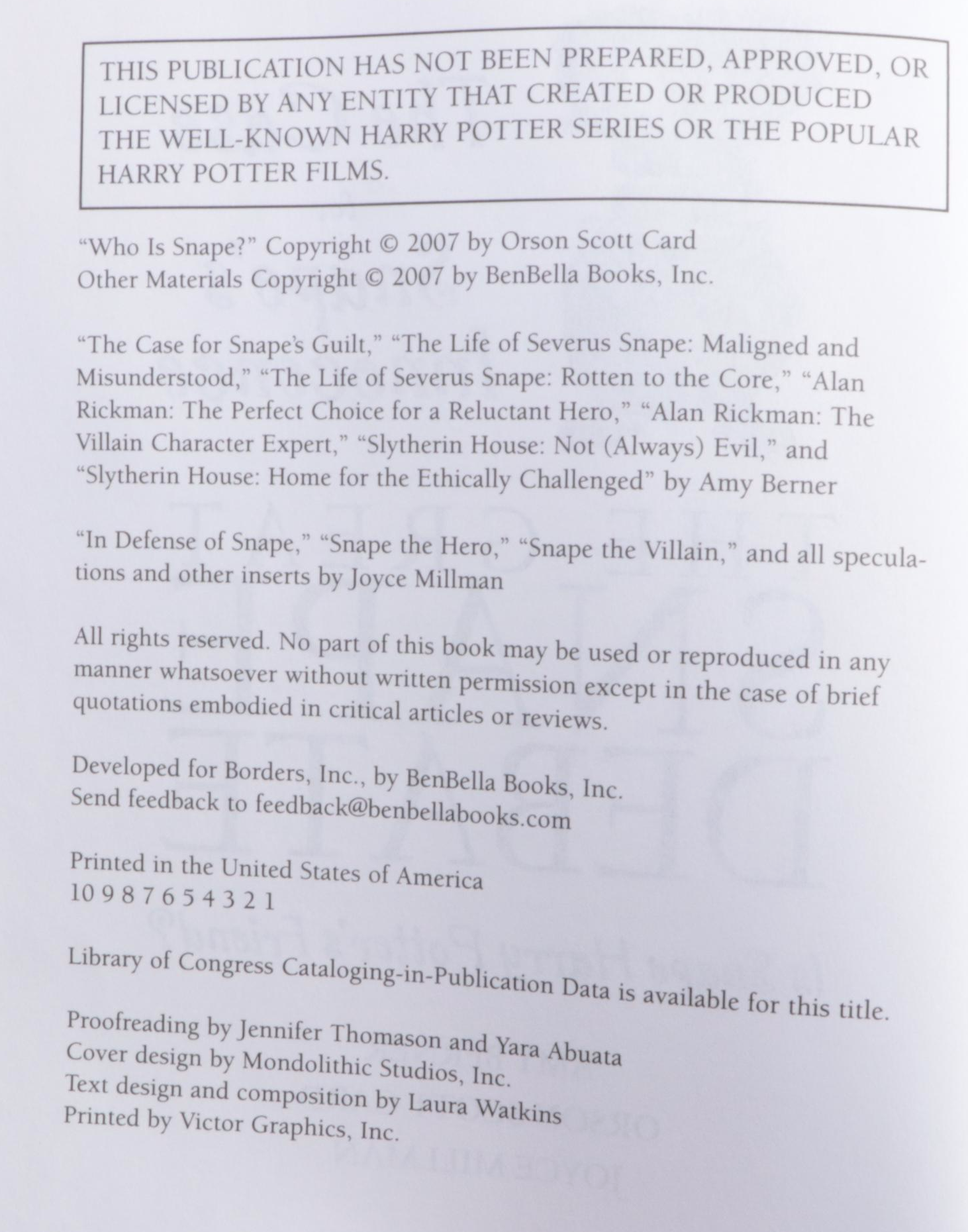 First American Edition "Harry Potter" Complete Series with "Great Snape Debate"
