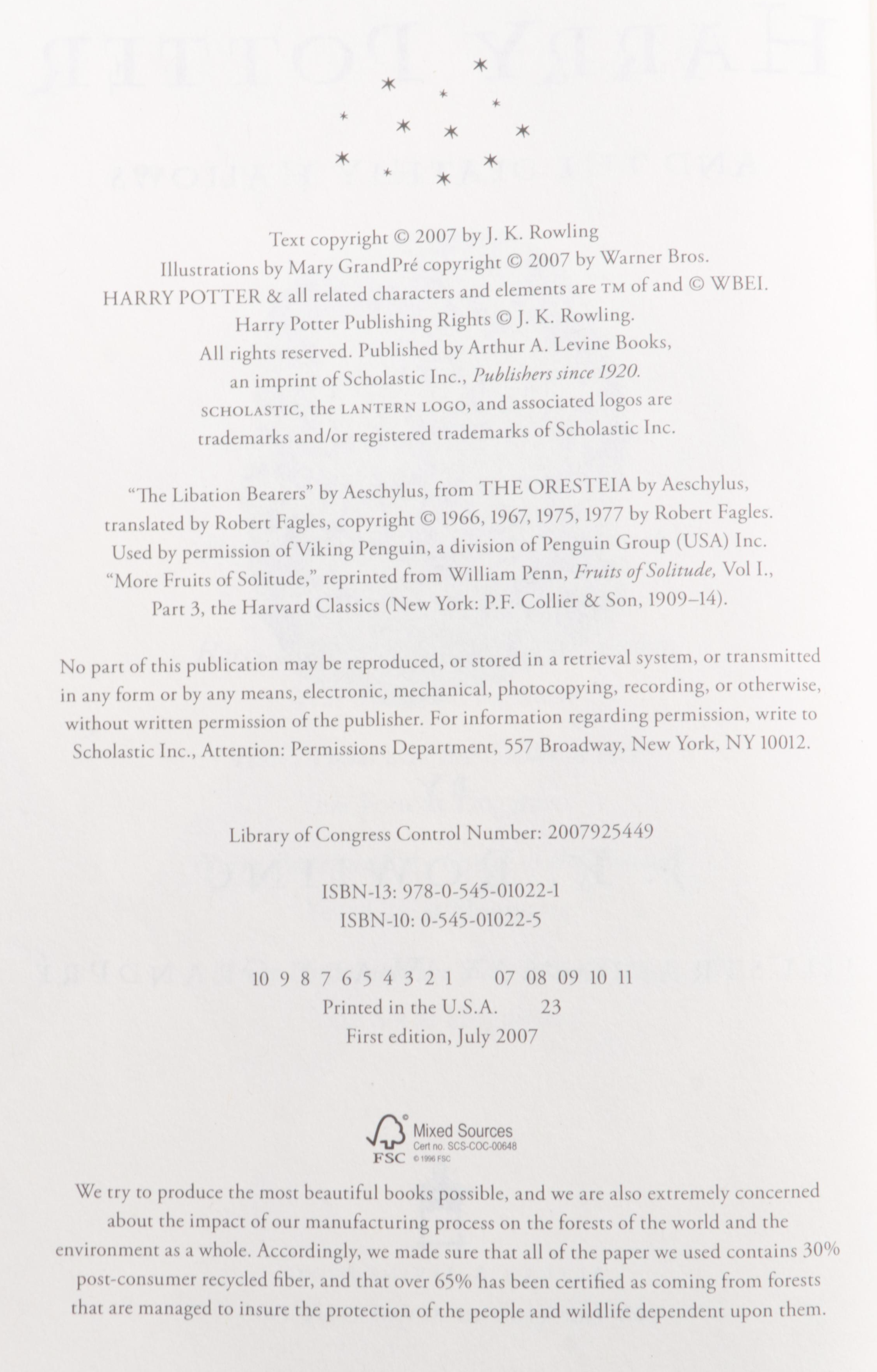 First American Edition "Harry Potter" Complete Series with "Great Snape Debate"