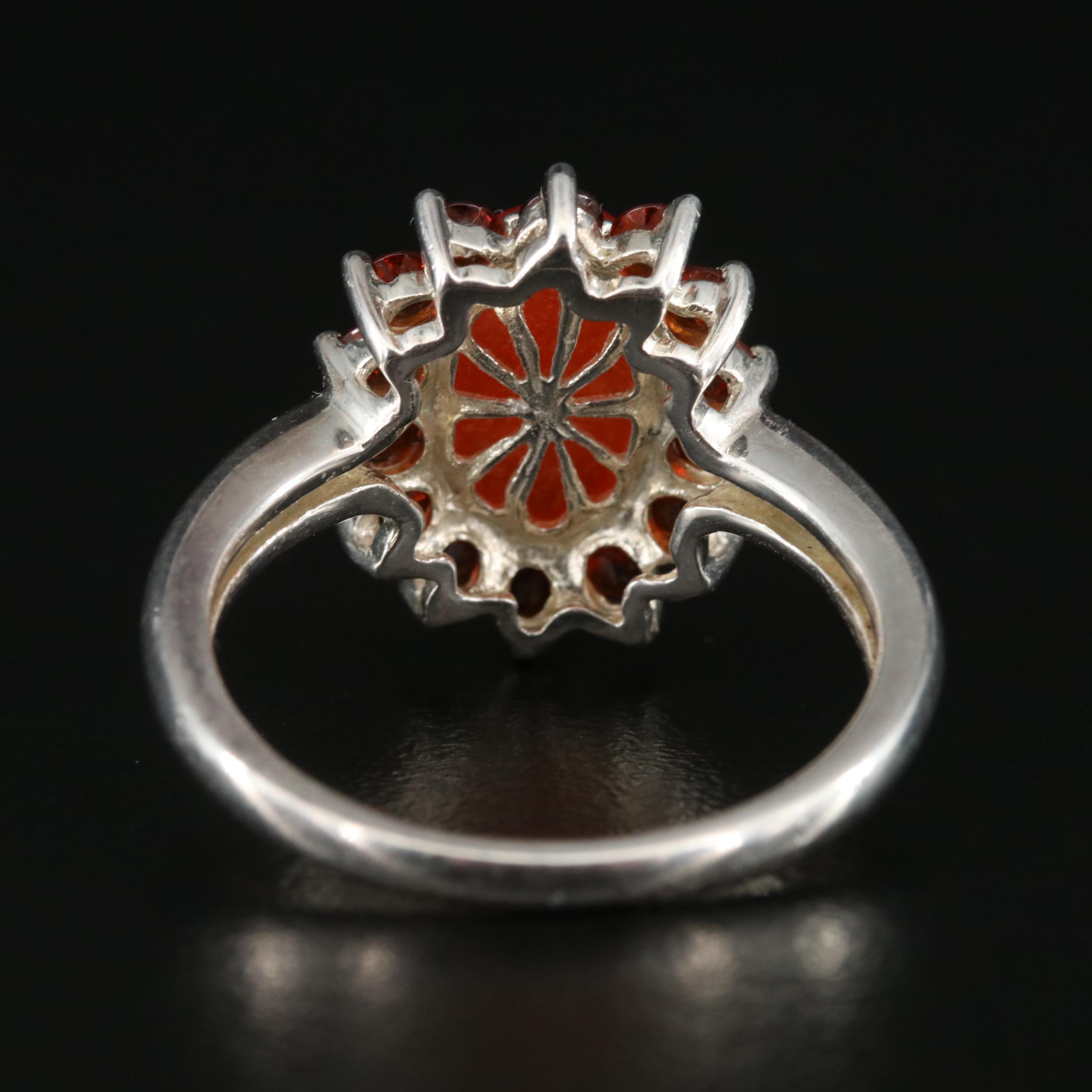 Sterling Jadeite and Garnet Ring