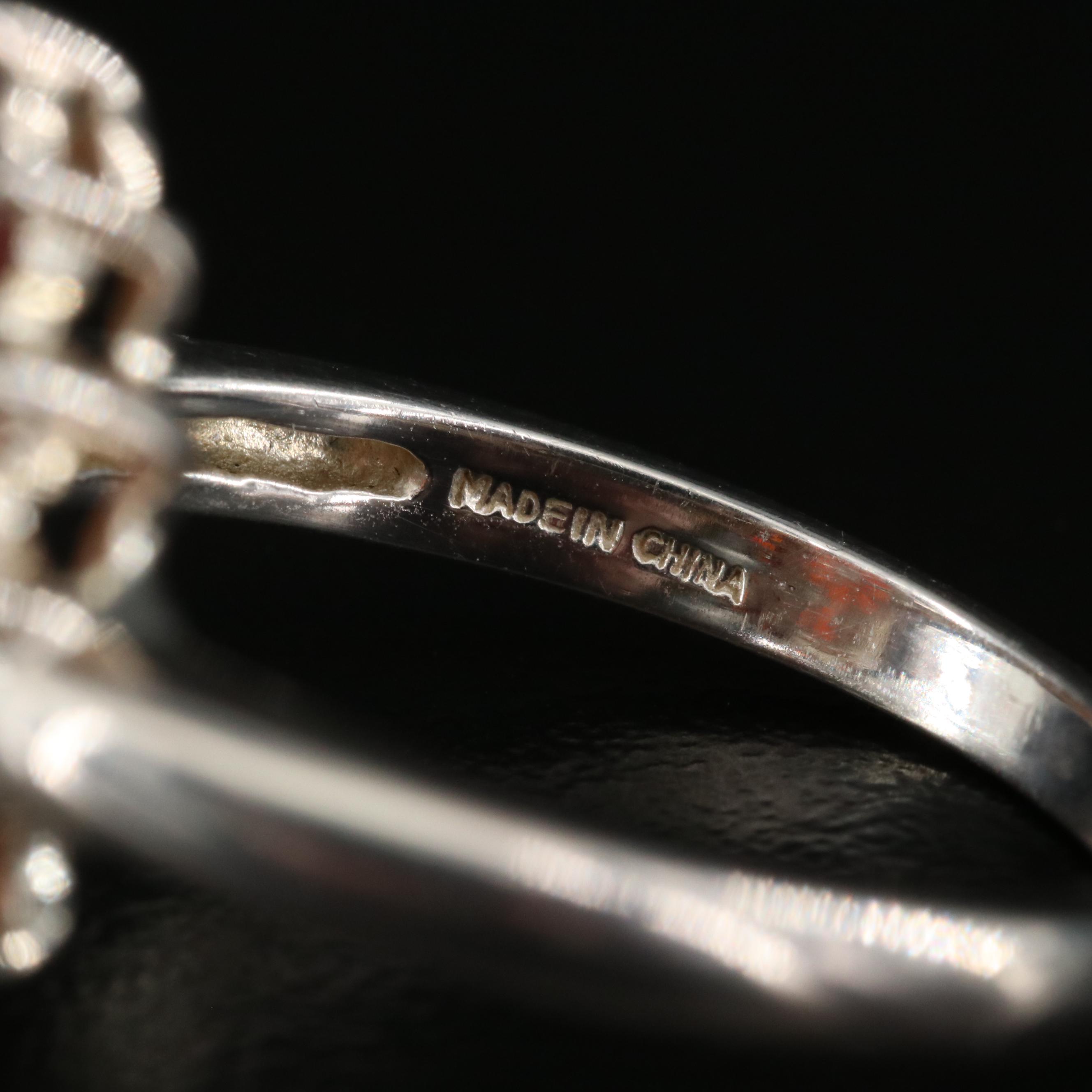 Sterling Jadeite and Garnet Ring