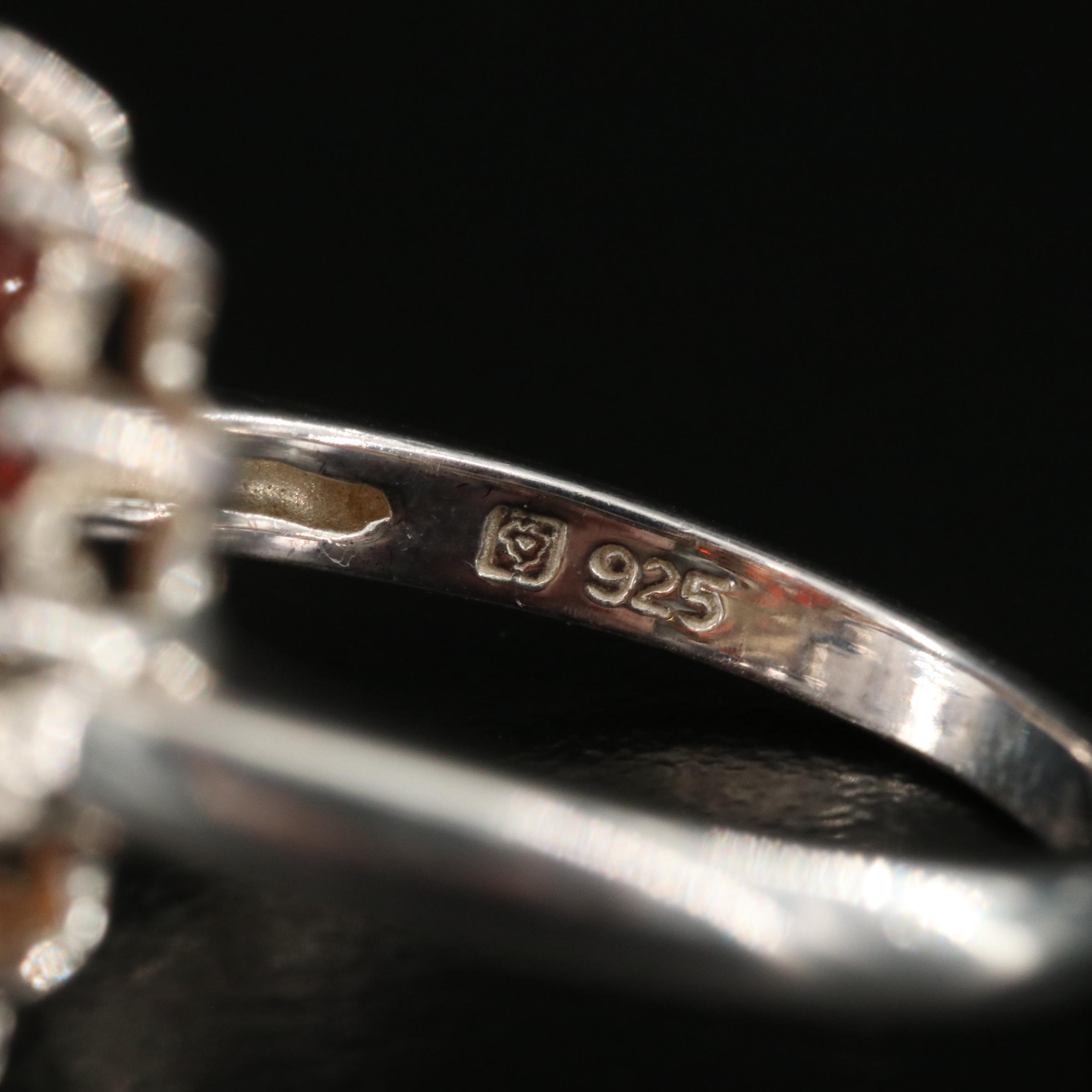 Sterling Jadeite and Garnet Ring