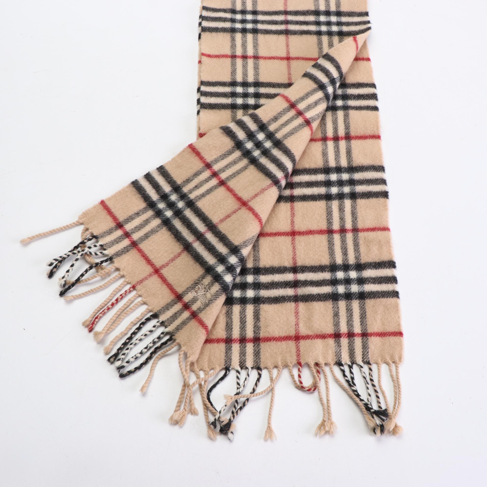 Burberry Fringe Scarf in Nova Check Merino Wool and Cashmere