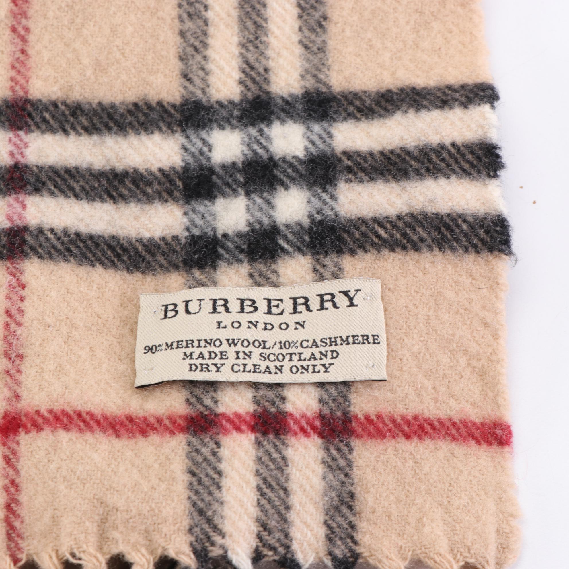 Burberry Fringe Scarf in Nova Check Merino Wool and Cashmere