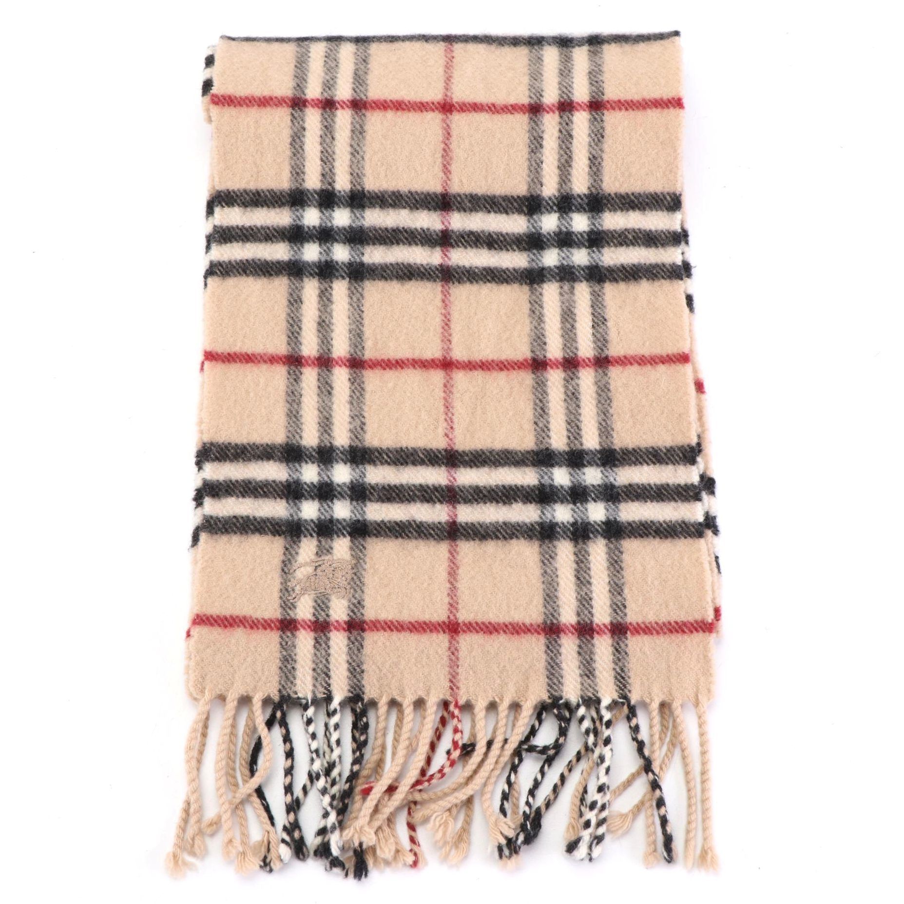Burberry Fringe Scarf in Nova Check Merino Wool and Cashmere