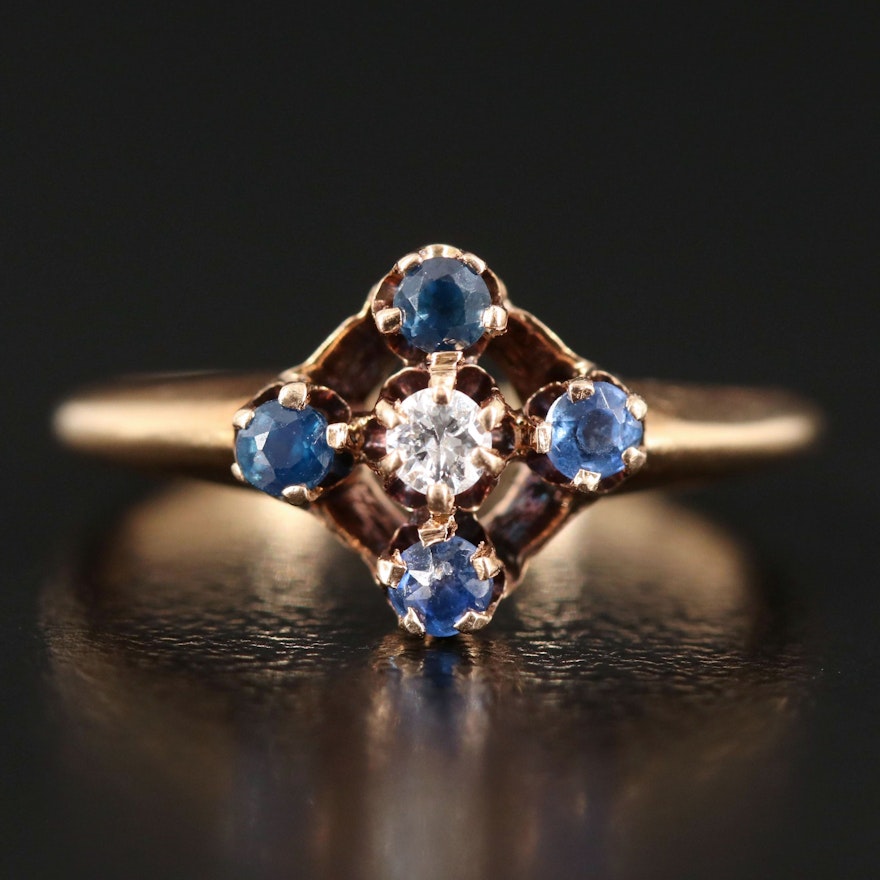 14K Diamond and Sapphire Ring