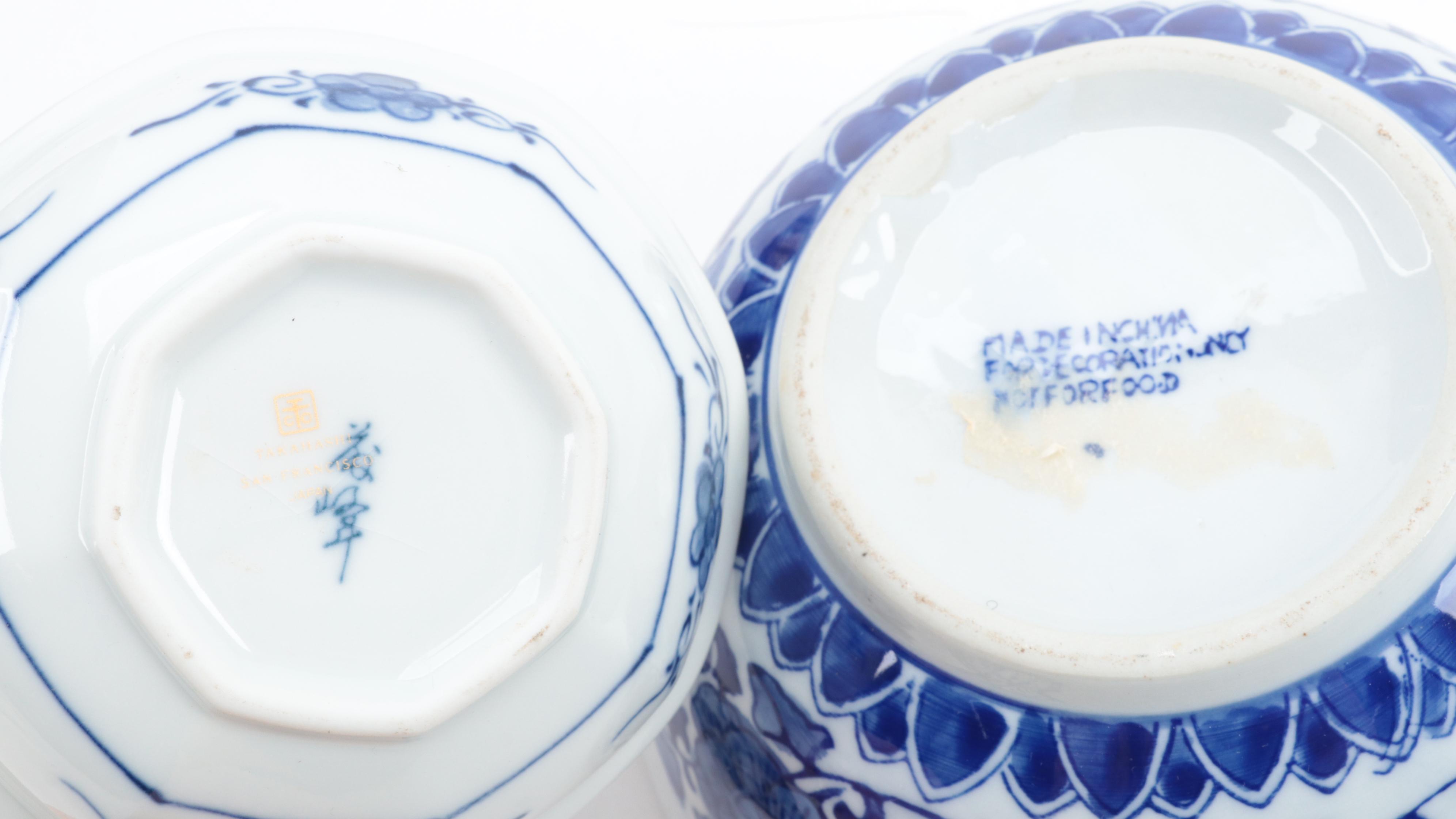 Chinese and Other Blue and White Porcelain Bowls and Décor