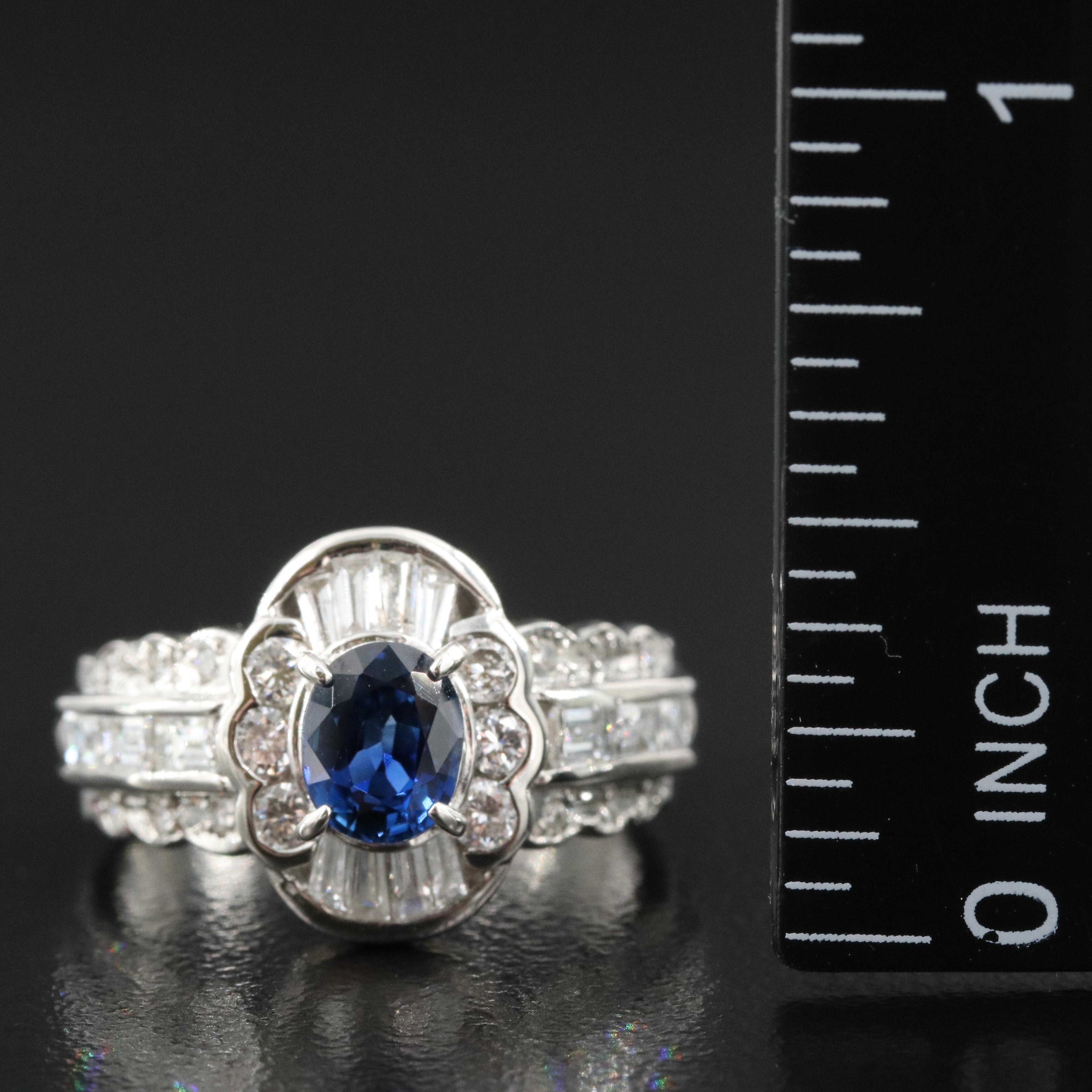 Platinum Sapphire and Diamond Ring