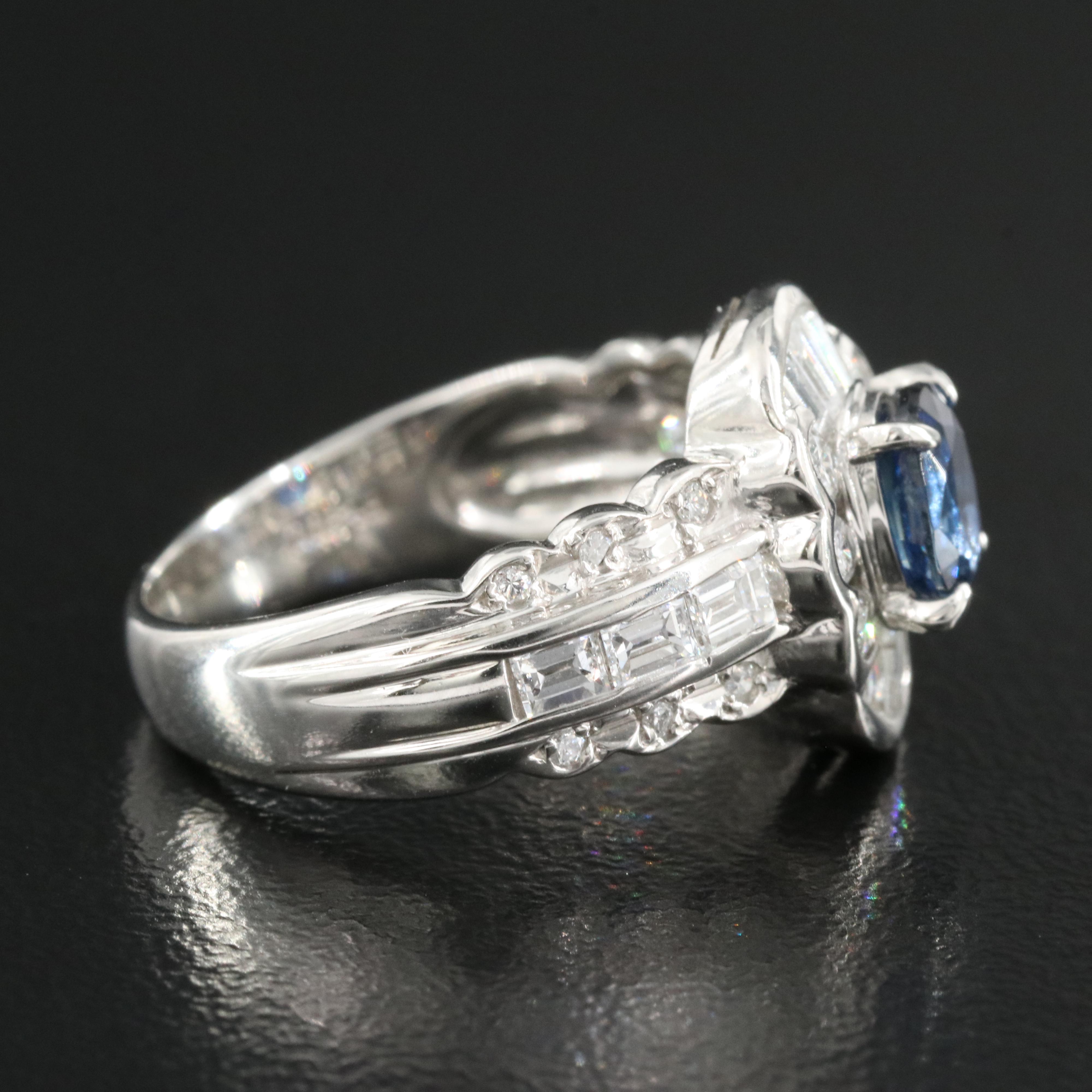 Platinum Sapphire and Diamond Ring