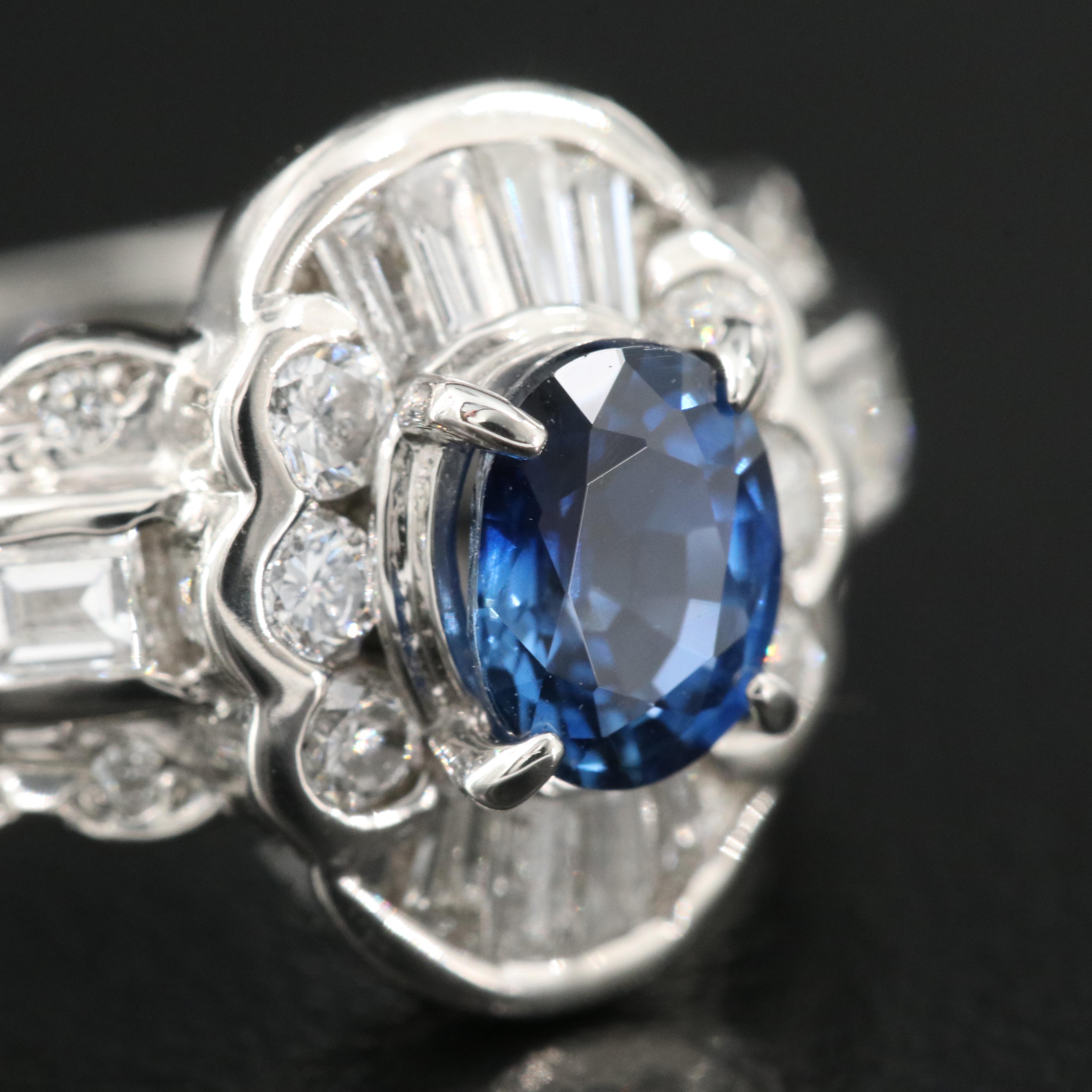 Platinum Sapphire and Diamond Ring
