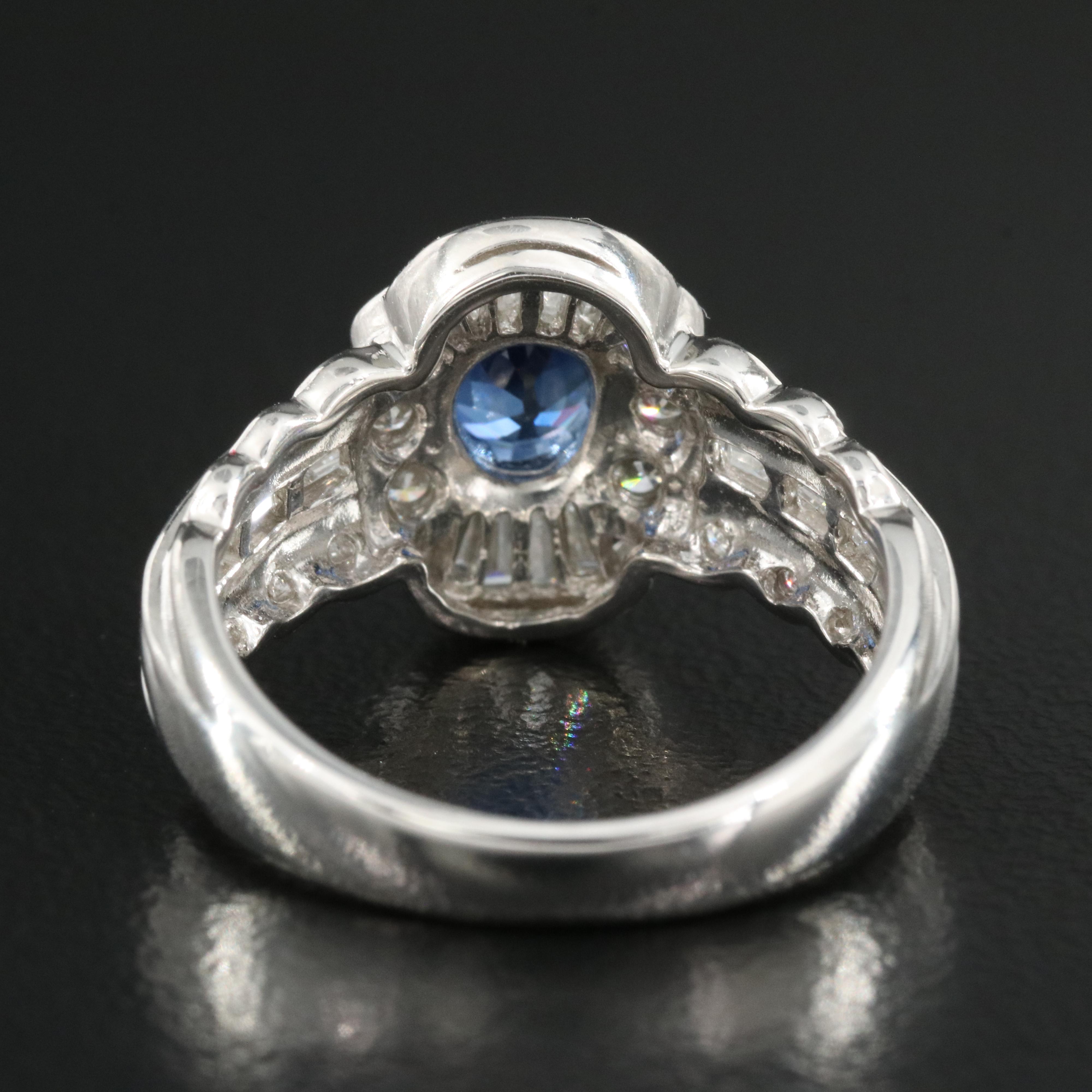 Platinum Sapphire and Diamond Ring