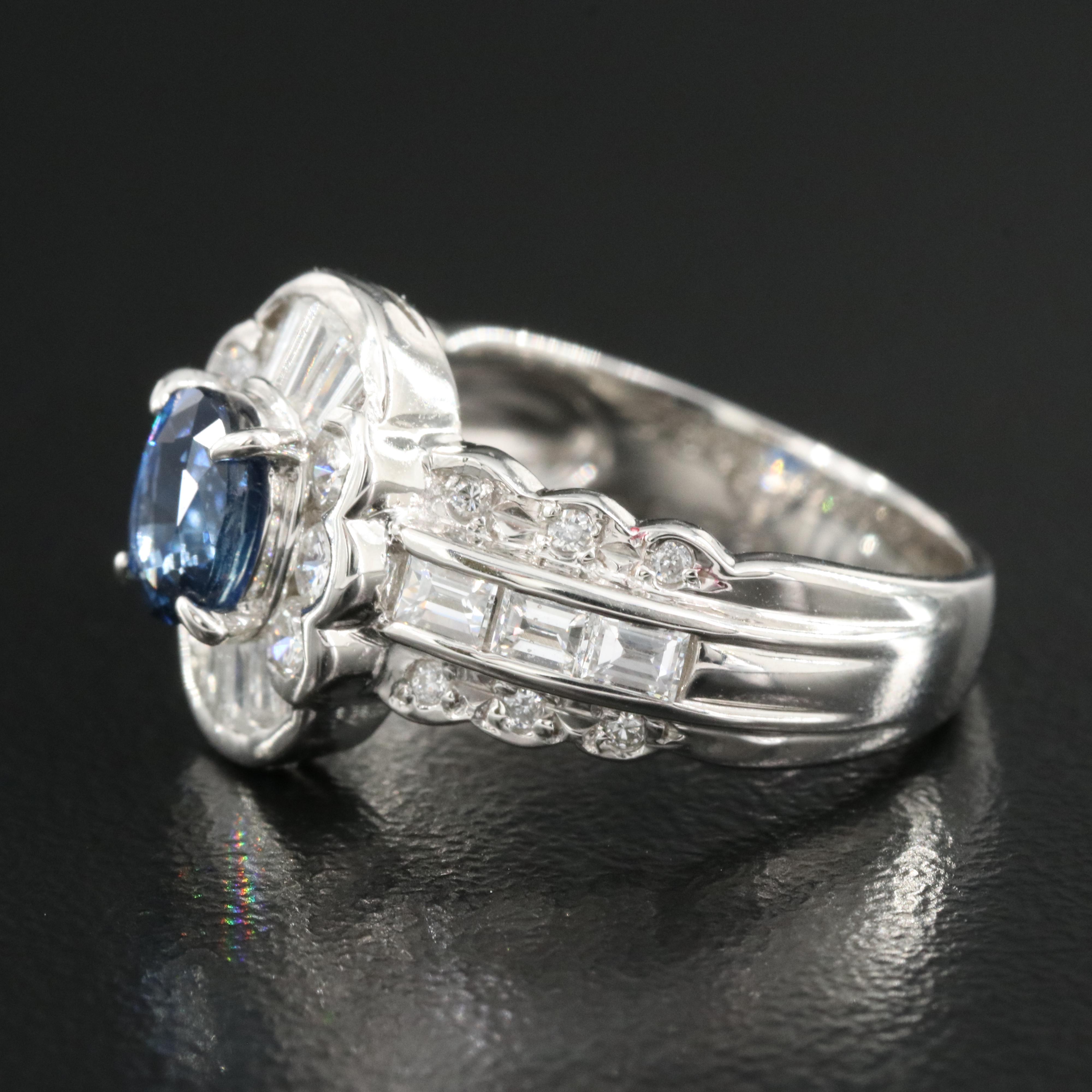 Platinum Sapphire and Diamond Ring