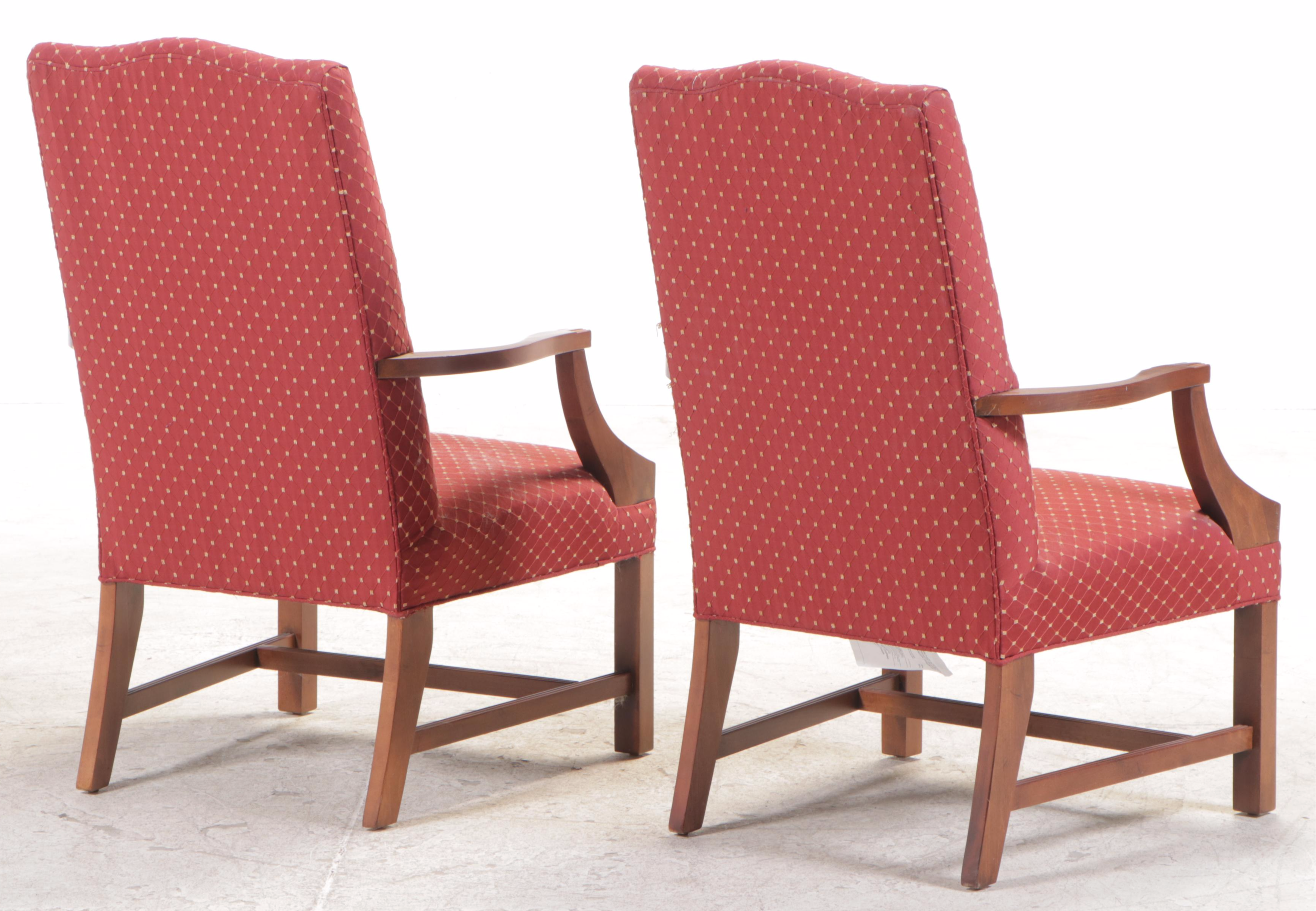 Pair of Fairfield Chair Co. Chippendale Style Custom-Upholstered Lolling Chairs