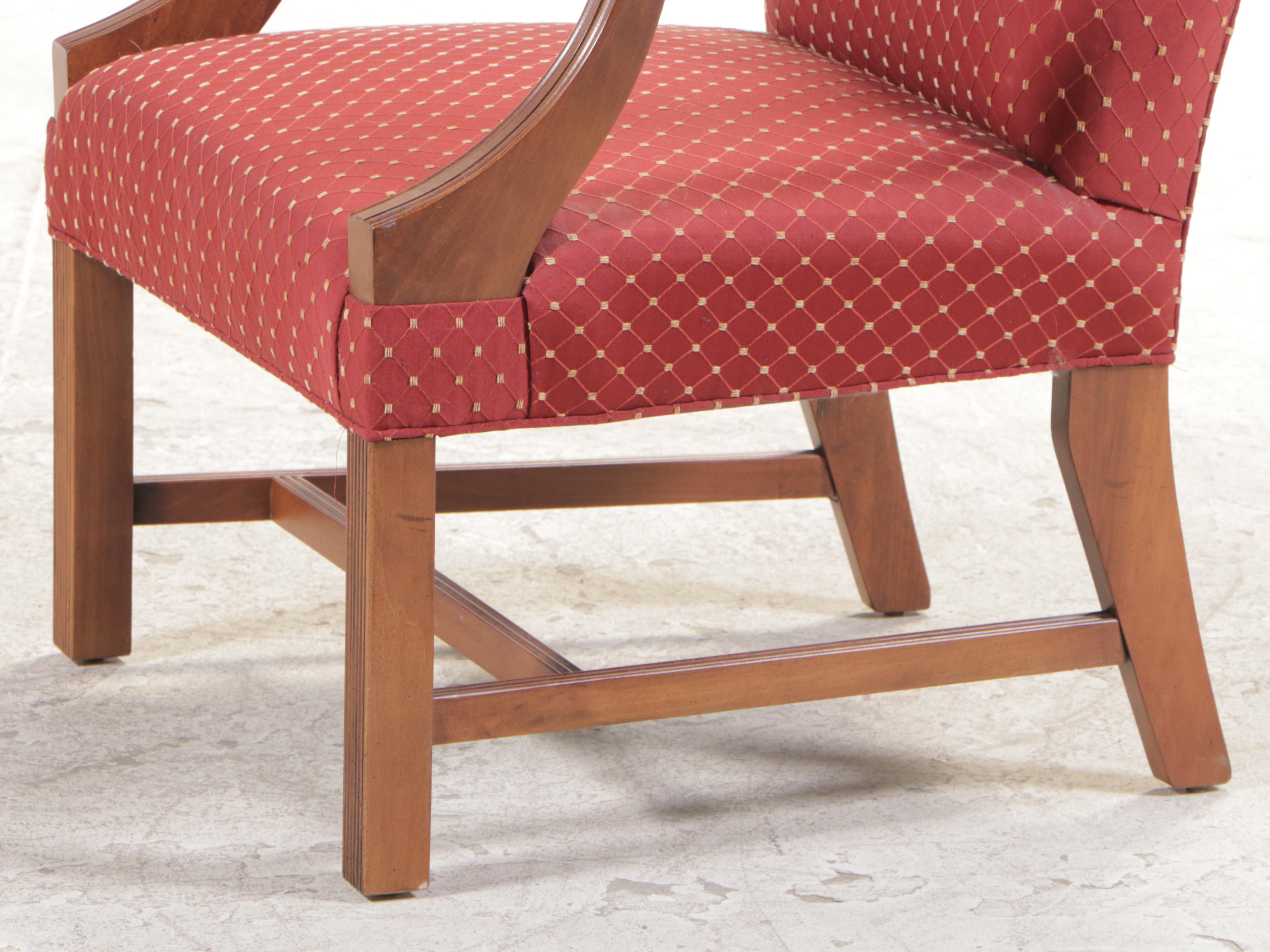 Pair of Fairfield Chair Co. Chippendale Style Custom-Upholstered Lolling Chairs