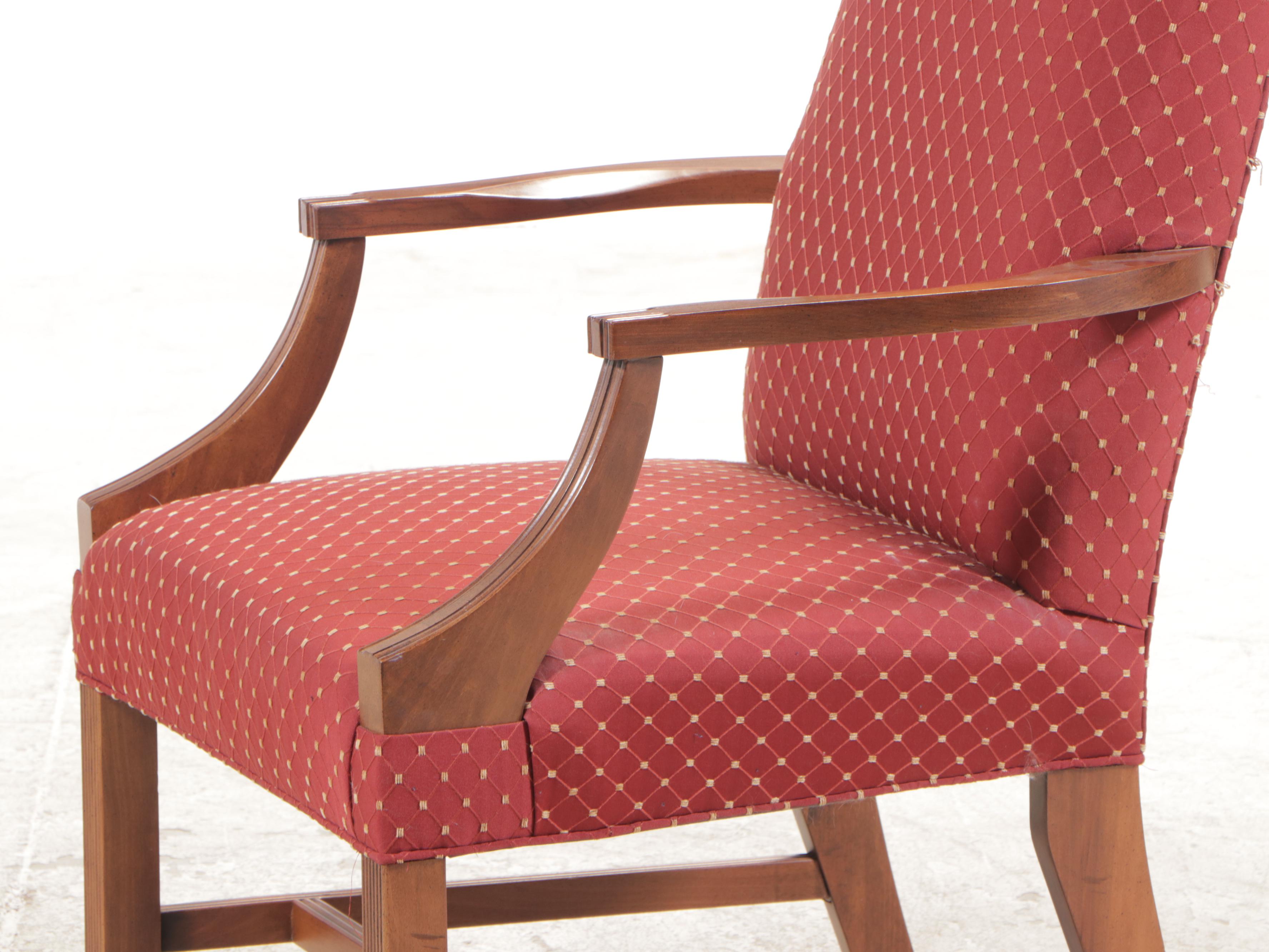 Pair of Fairfield Chair Co. Chippendale Style Custom-Upholstered Lolling Chairs