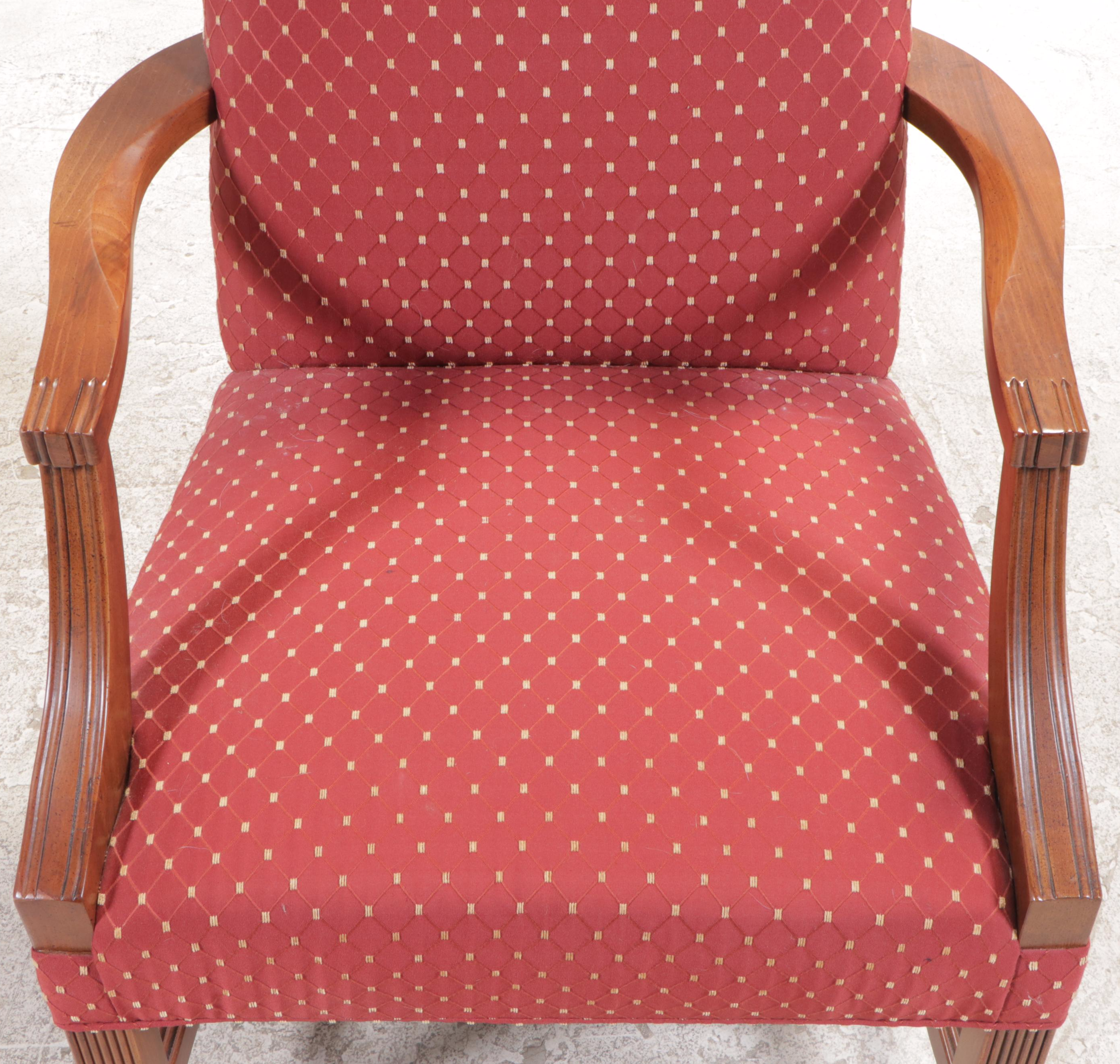 Pair of Fairfield Chair Co. Chippendale Style Custom-Upholstered Lolling Chairs
