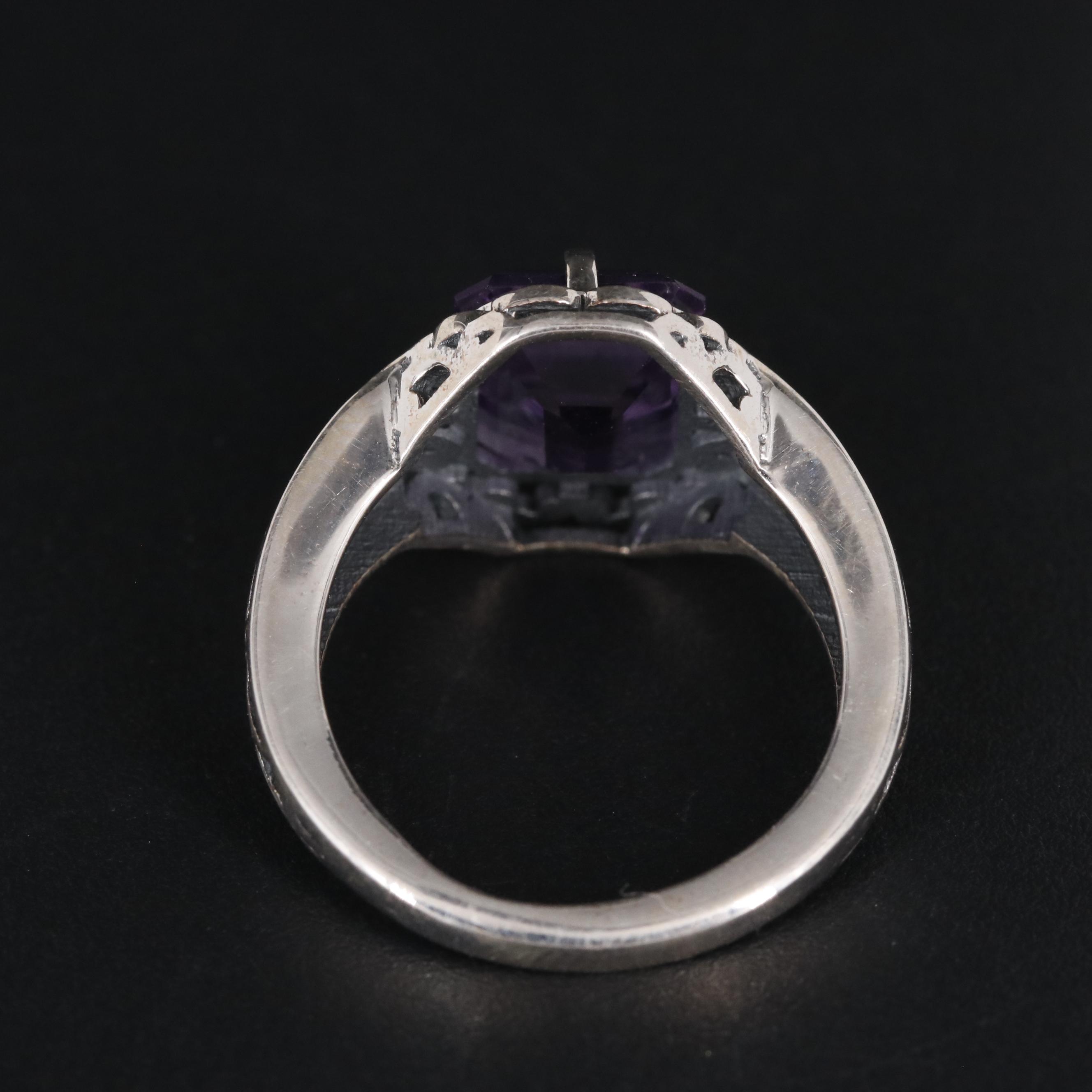 Sterling Amethyst Solitaire Ring
