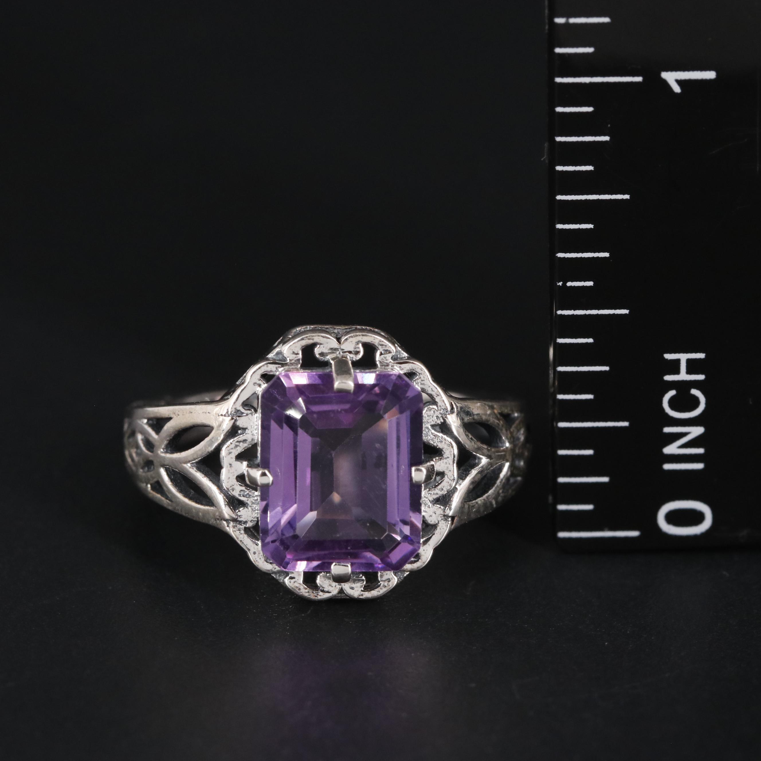Sterling Amethyst Solitaire Ring