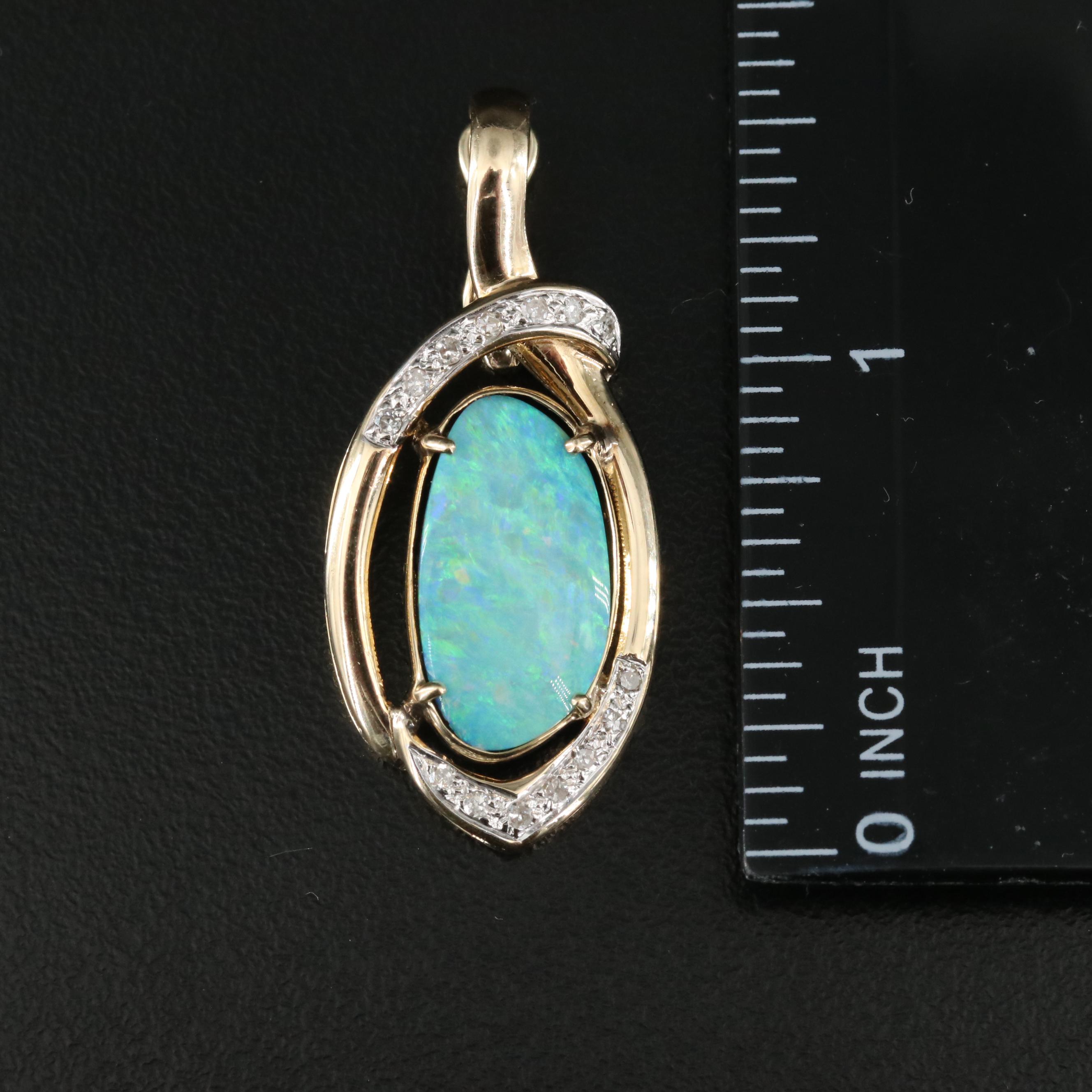 14K Opal Doublet and Diamond Enhancer Pendant