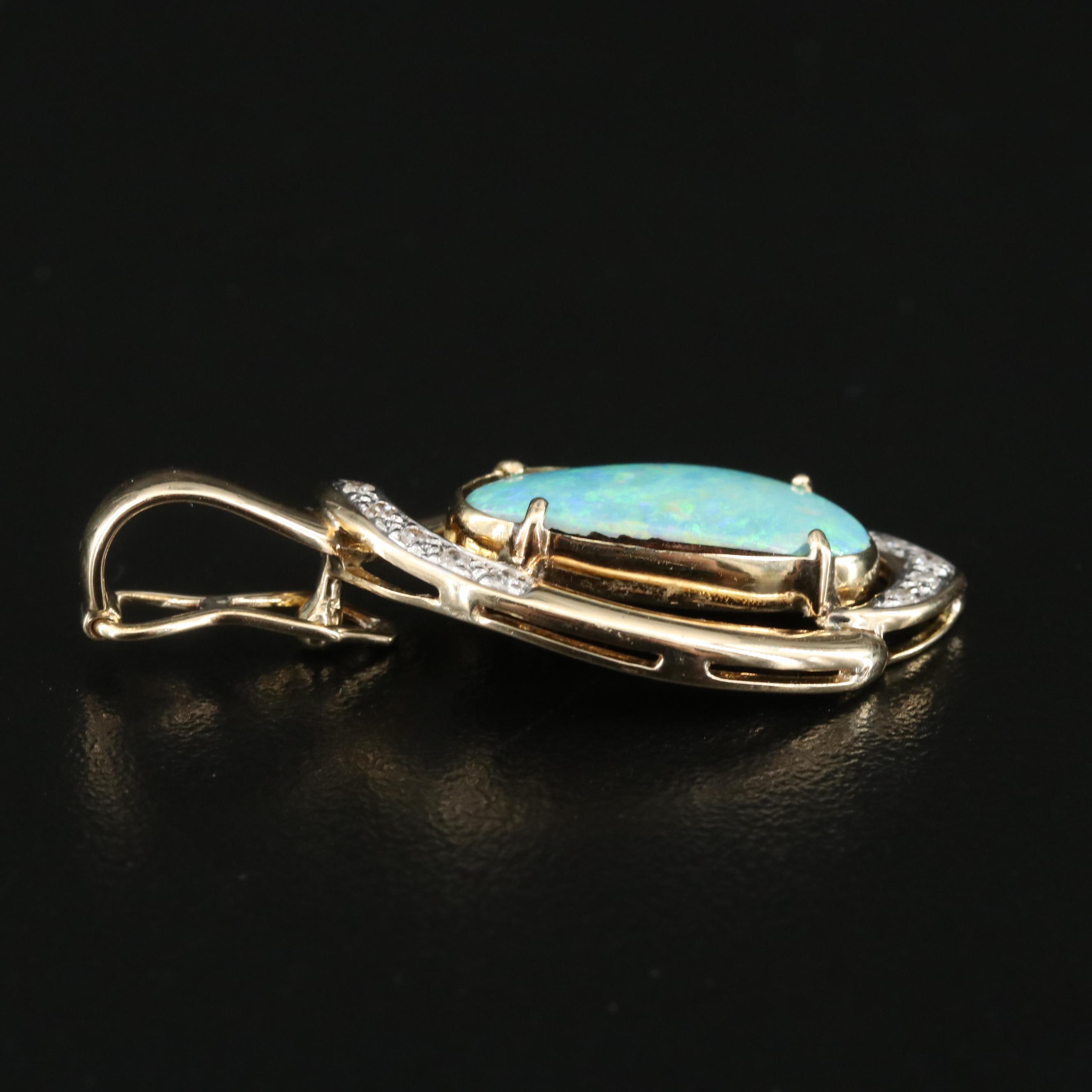 14K Opal Doublet and Diamond Enhancer Pendant