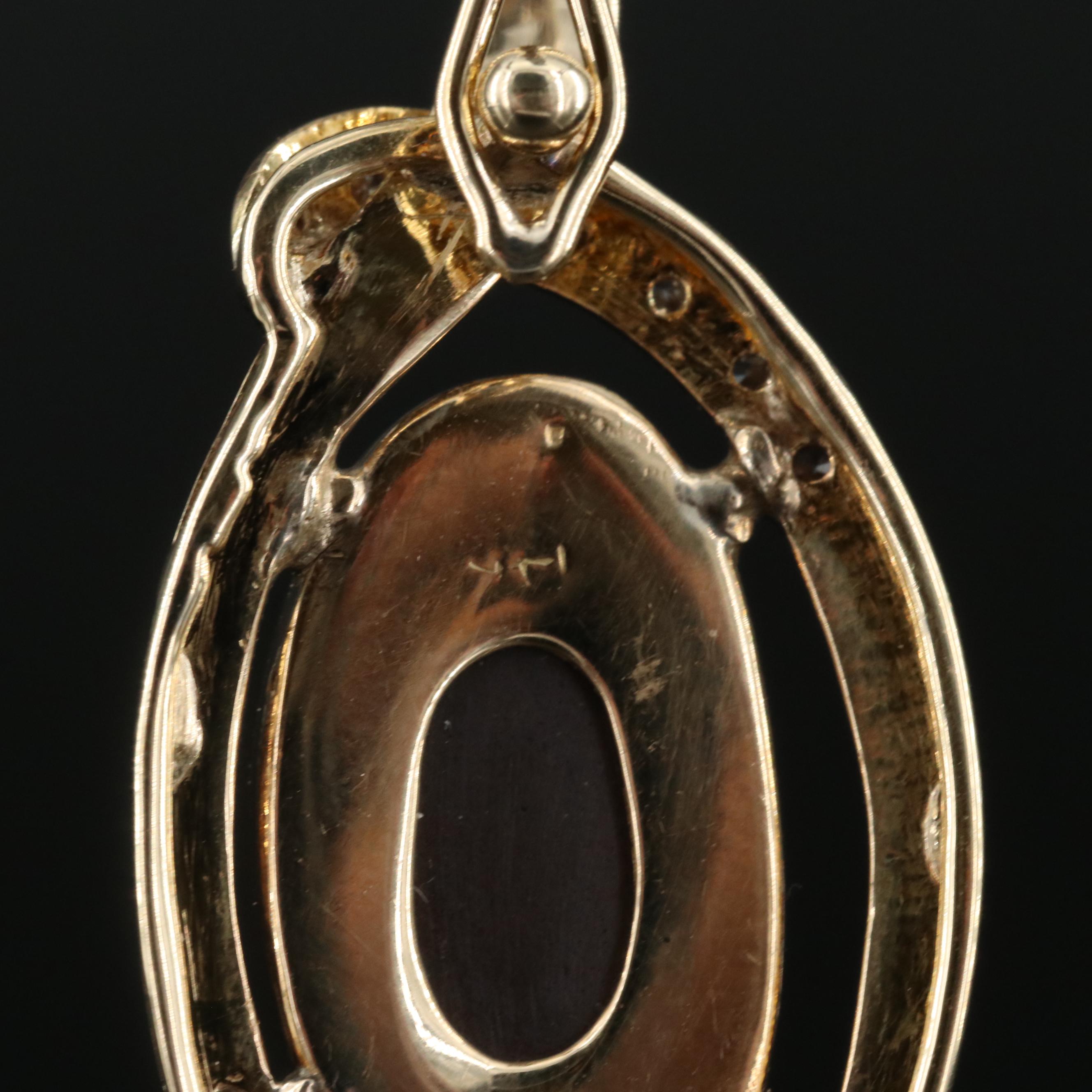 14K Opal Doublet and Diamond Enhancer Pendant