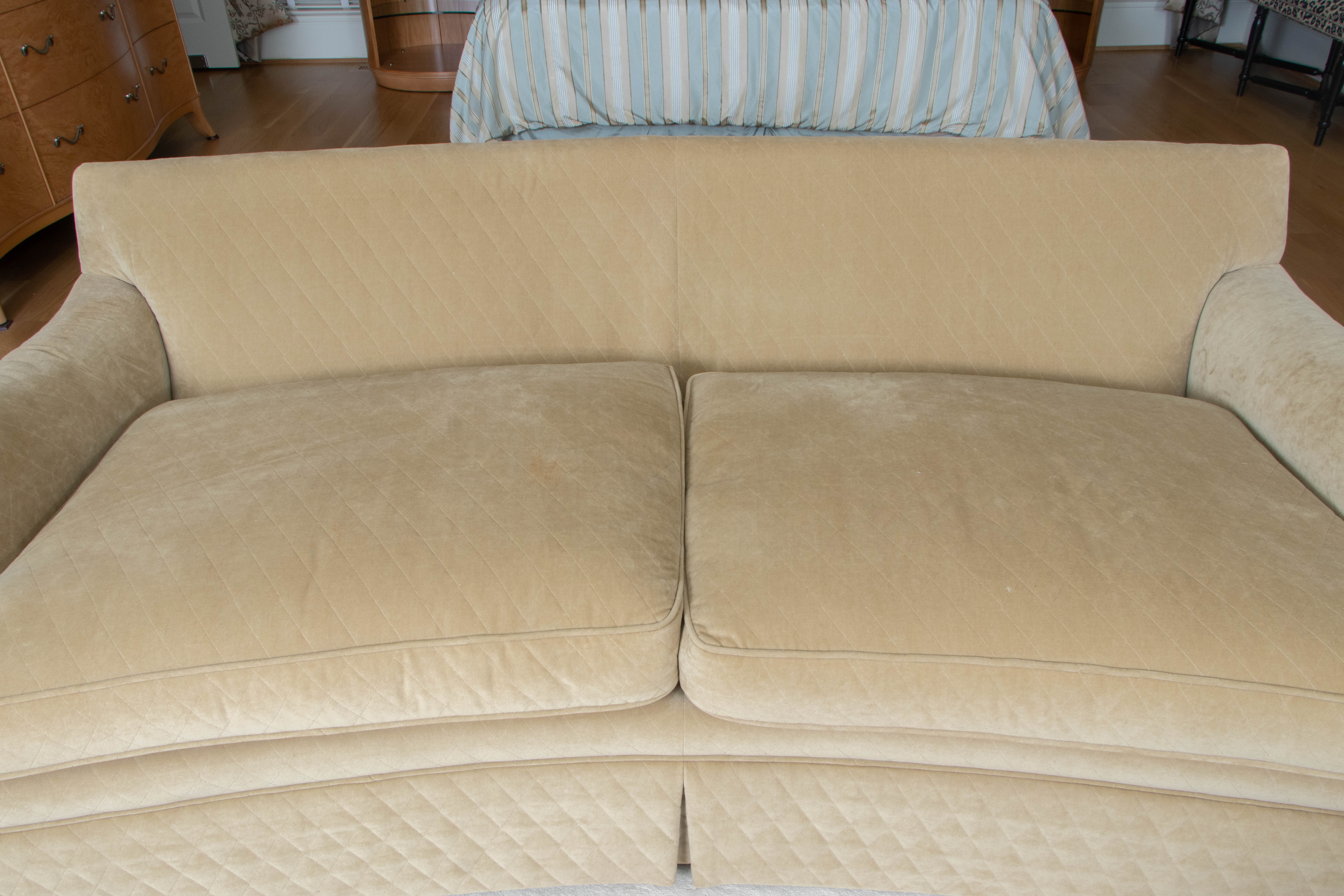 Century Chartreuse Velour Upholstered Rolled-Arm Sofa