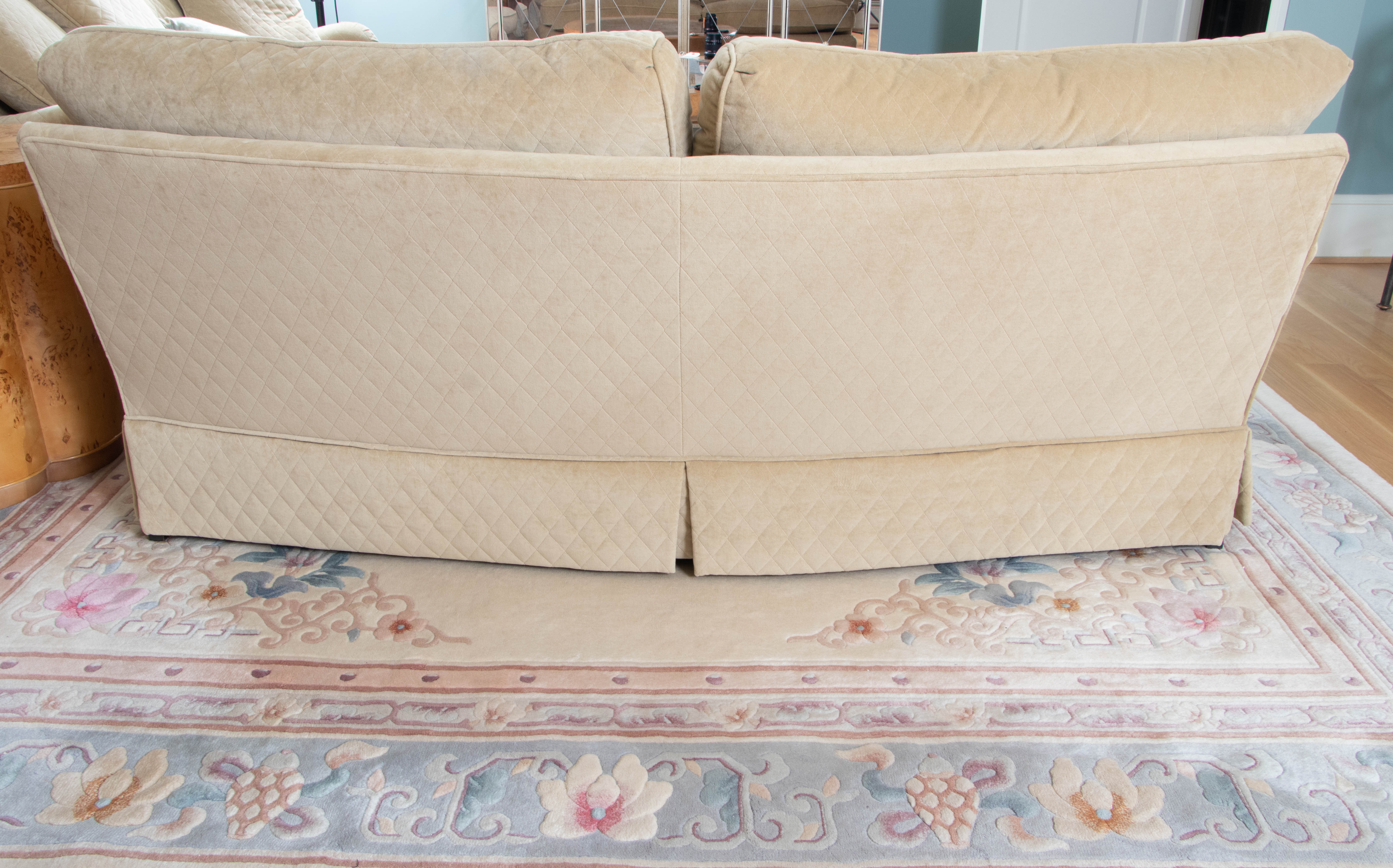 Century Chartreuse Velour Upholstered Rolled-Arm Sofa