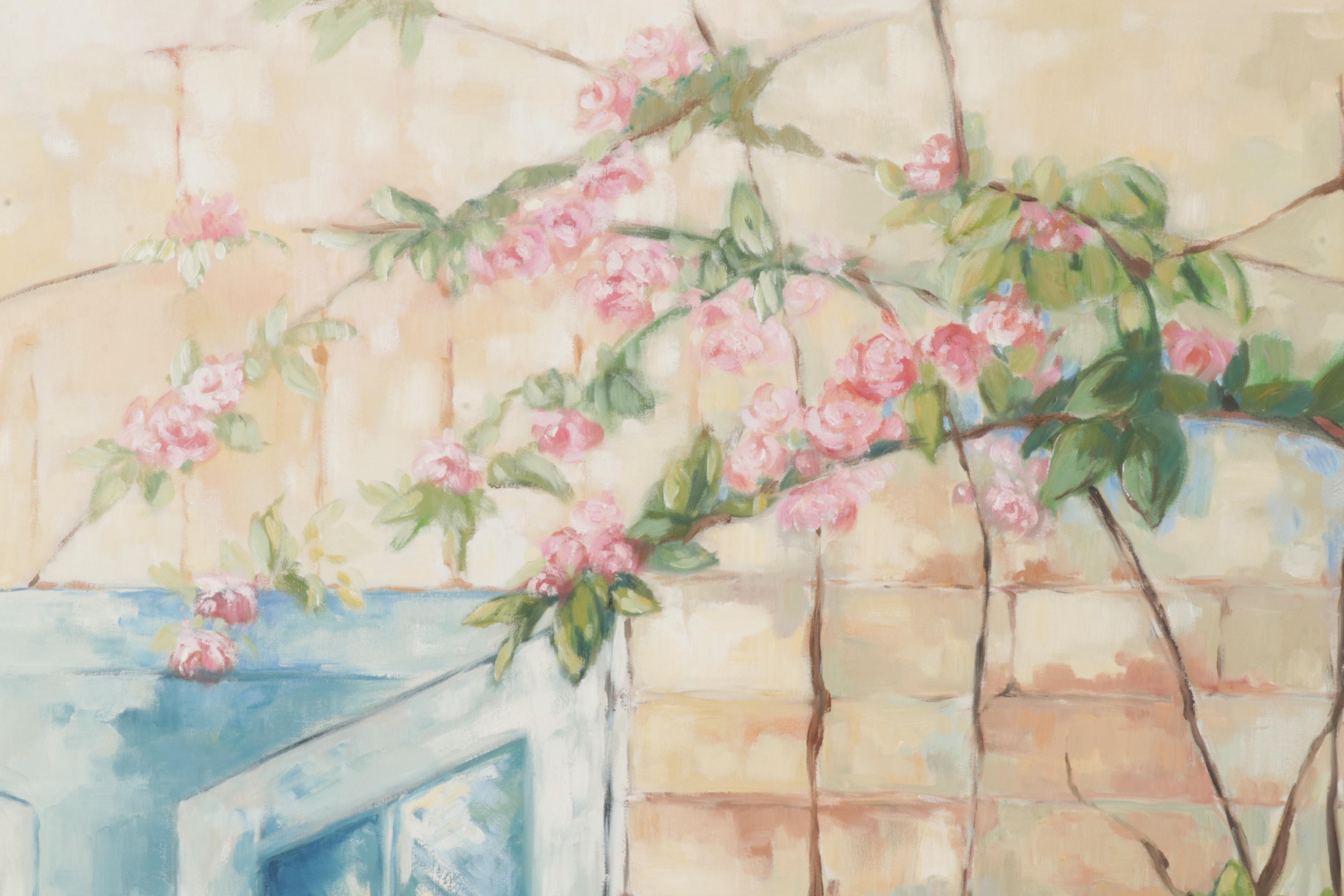 Oil Painting "Open Window," Late 20th Century