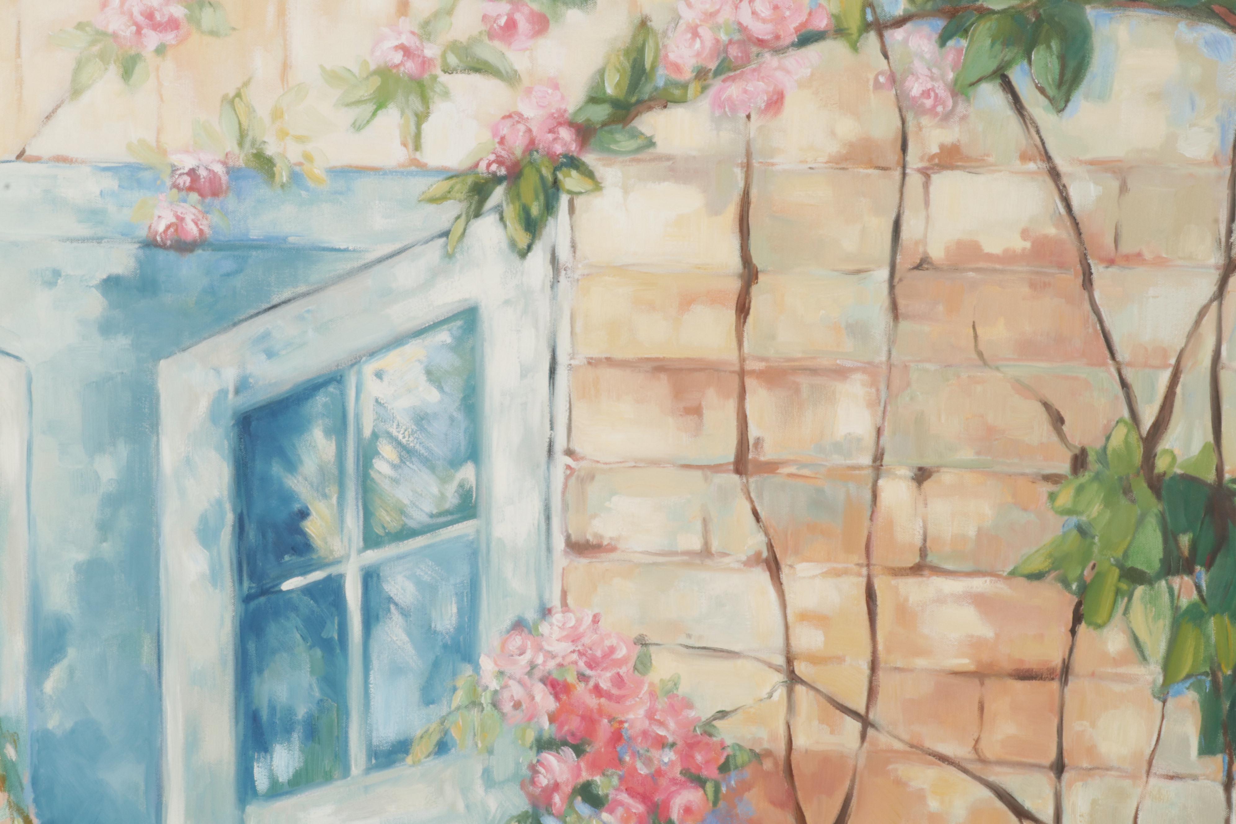 Oil Painting "Open Window," Late 20th Century