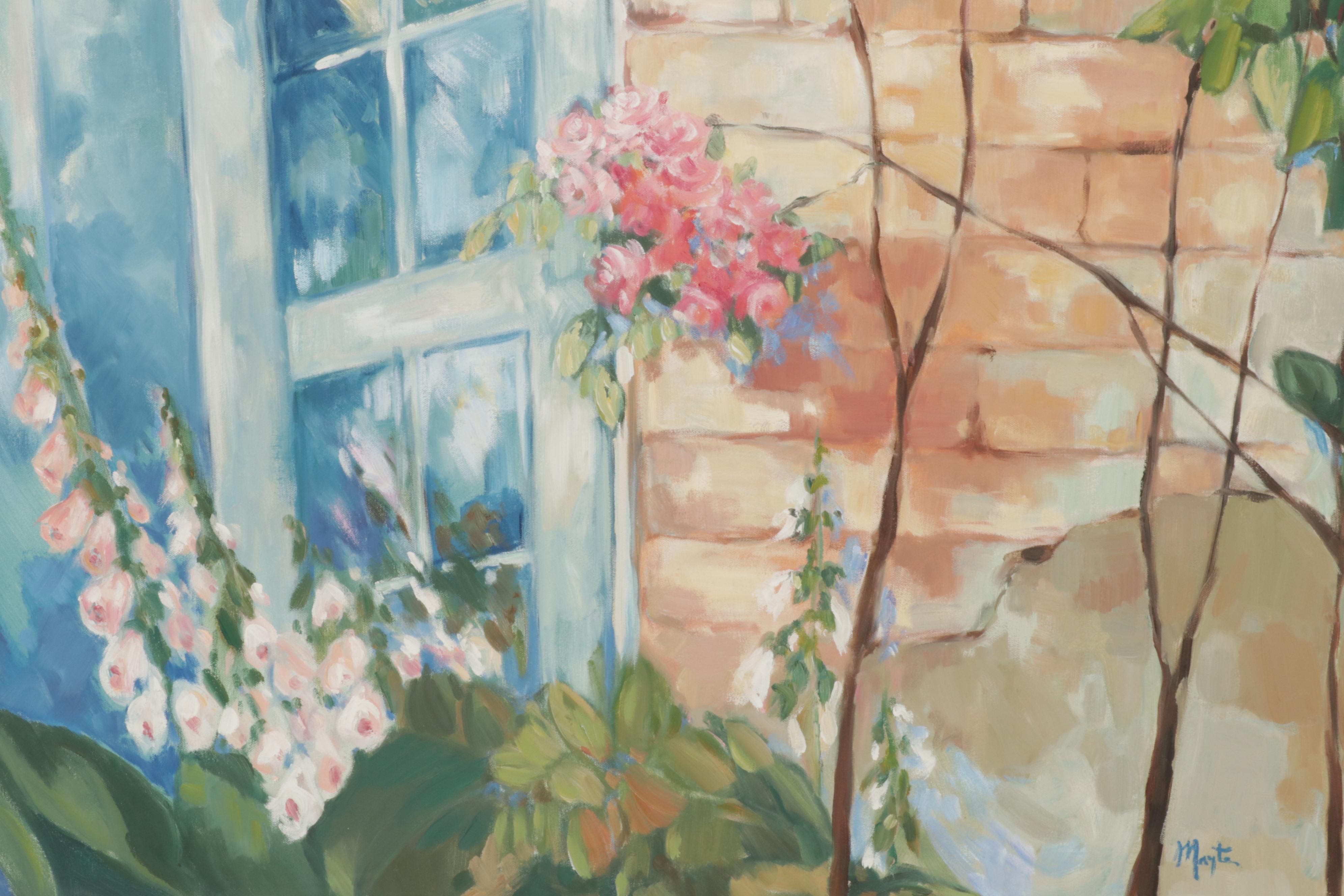 Oil Painting "Open Window," Late 20th Century