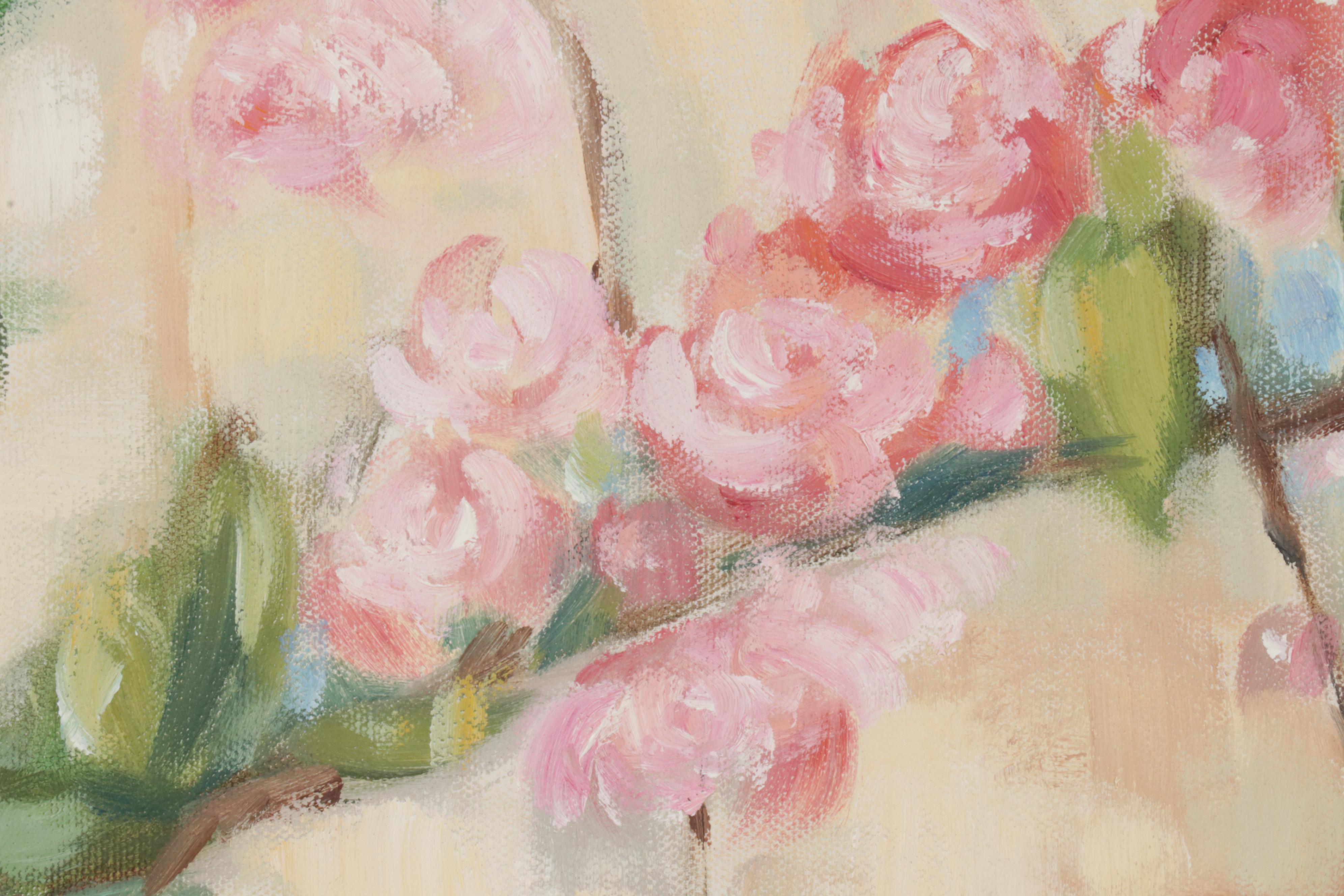 Oil Painting "Open Window," Late 20th Century