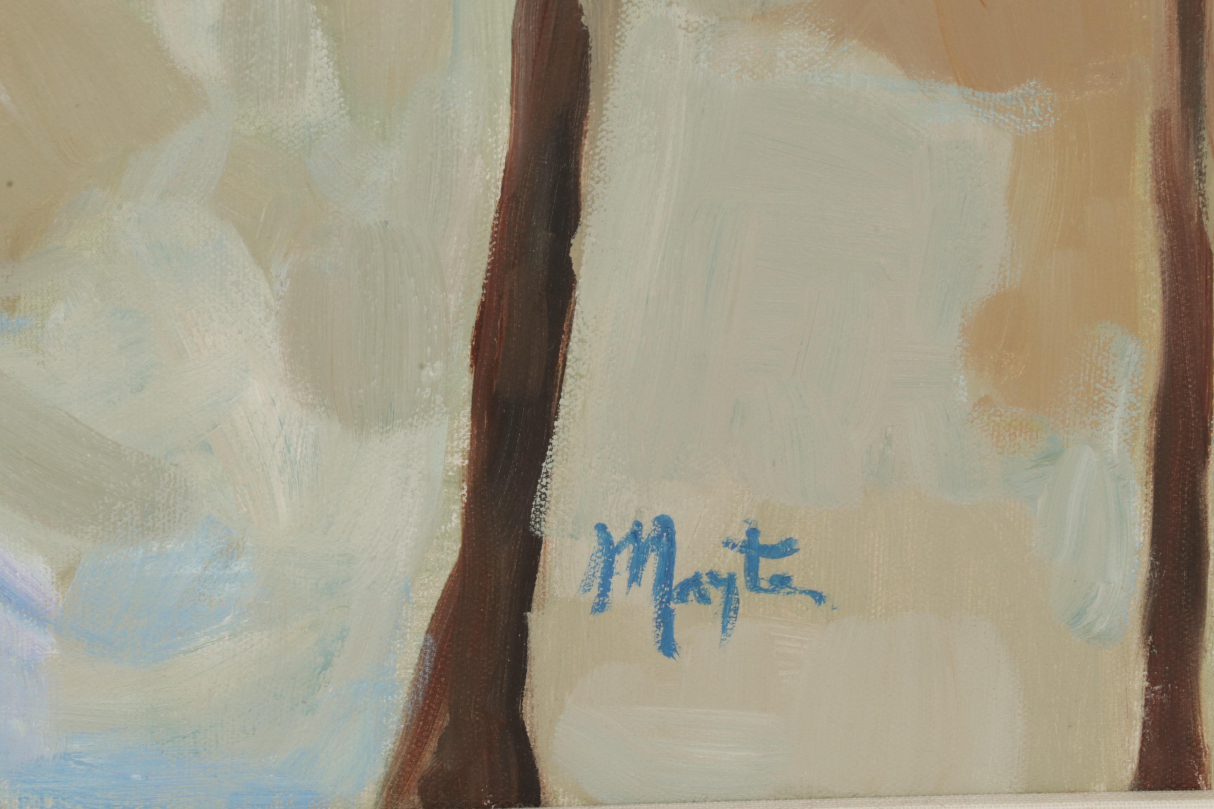 Oil Painting "Open Window," Late 20th Century