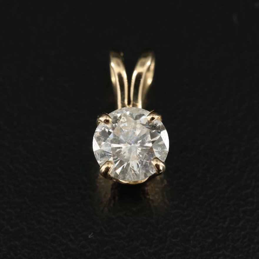 14K 0.67 CT Diamond Solitaire Pendant