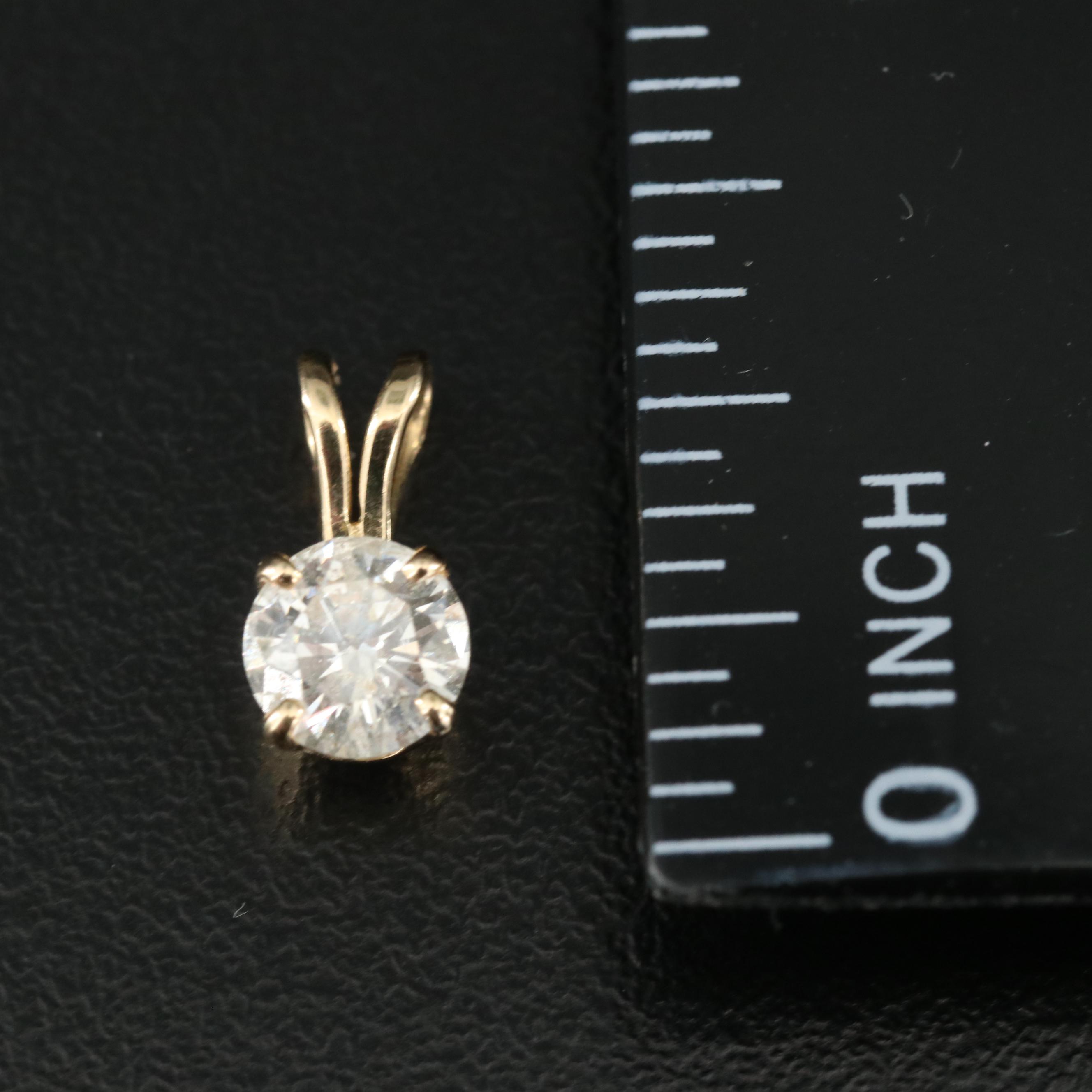 14K 0.67 CT Diamond Solitaire Pendant